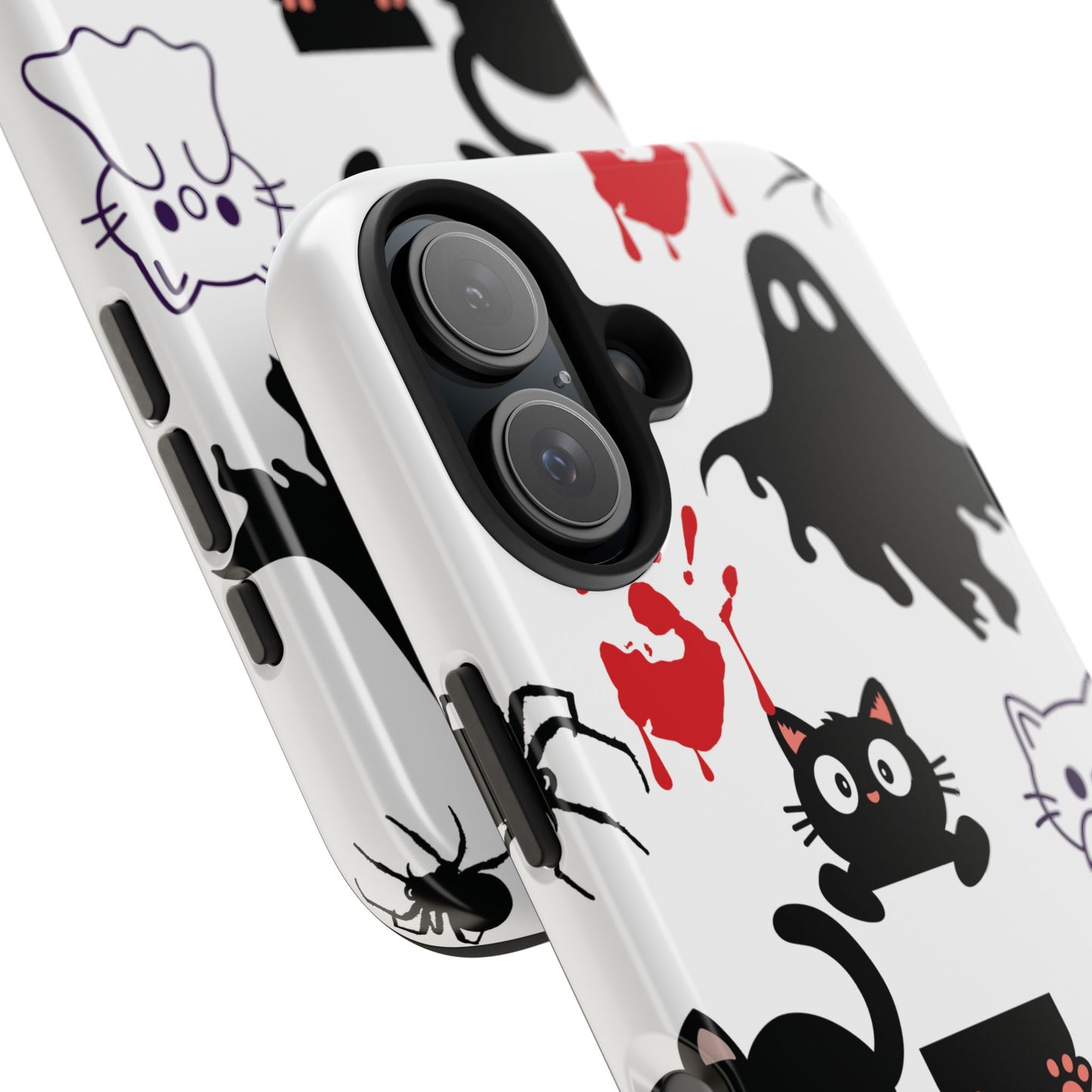 Halloween Phone Cases, Spooky Phone Cover, Cat & Ghost Design, Tough Case for Gifting, Fun and Festive