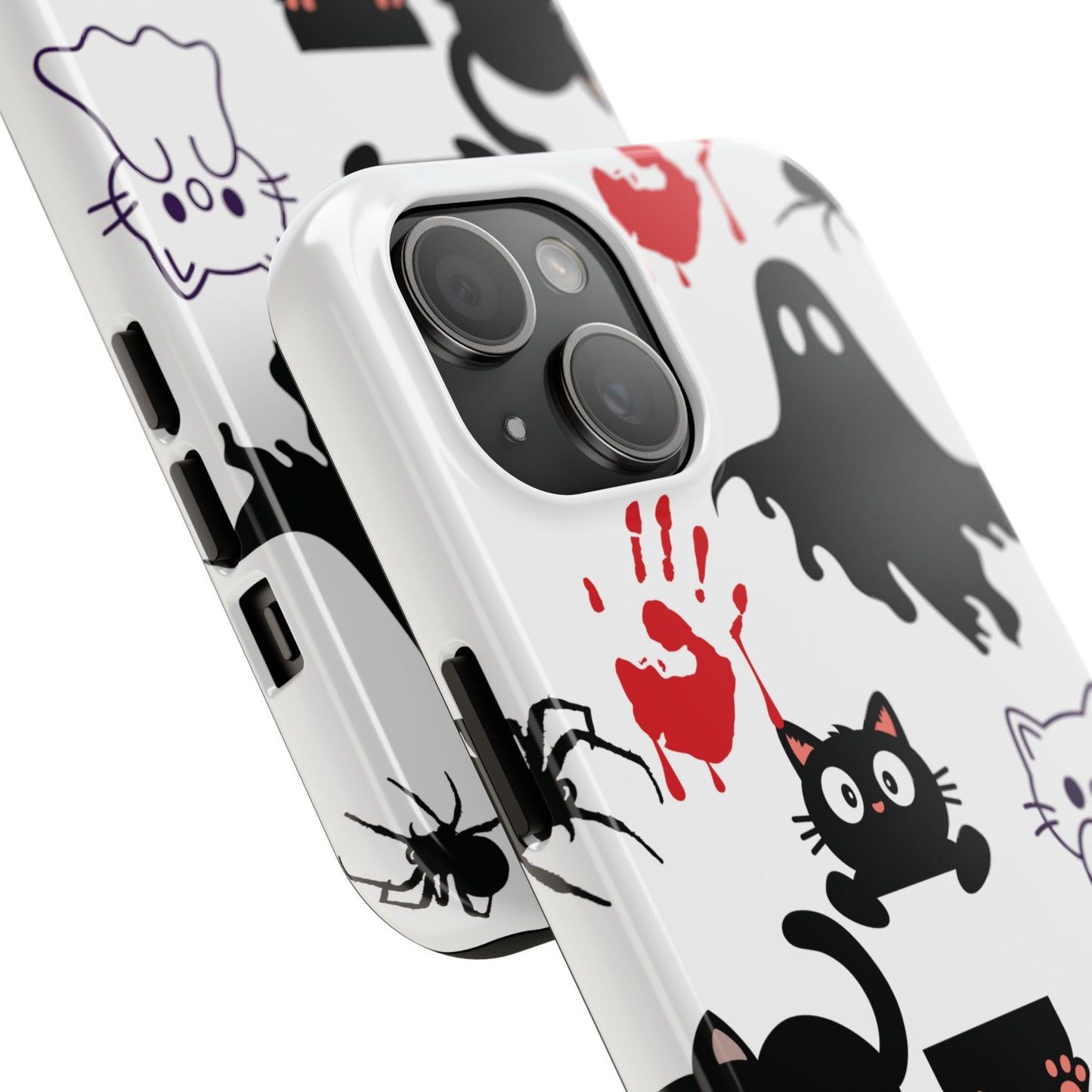 Halloween Phone Cases, Spooky Phone Cover, Cat & Ghost Design, Tough Case for Gifting, Fun and Festive