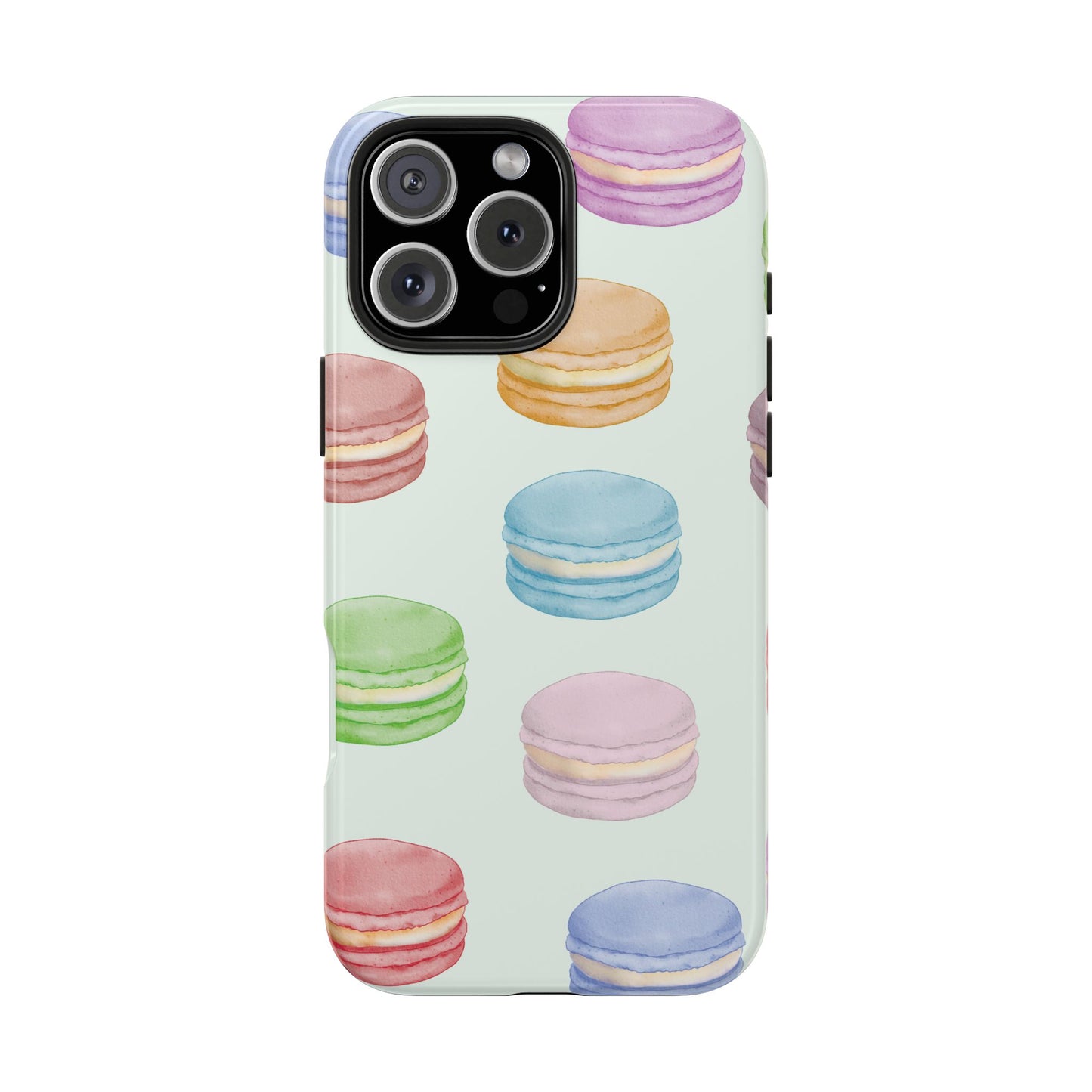 Cute Macaron Phone Case, Tough Phone Cases, Floral Phone Cover, Pastel Phone Case, Gift for Foodies, Spring Accessories