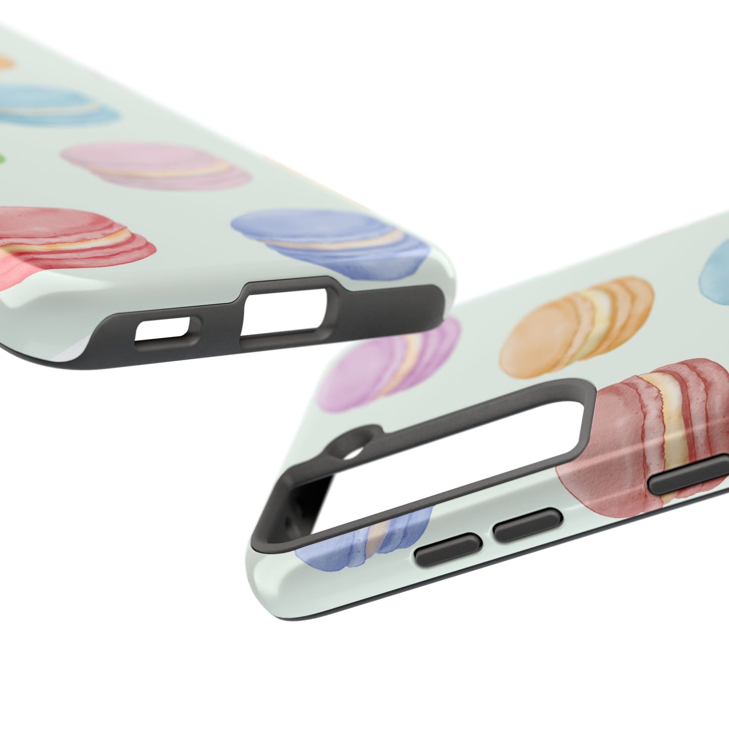 Cute Macaron Phone Case, Tough Phone Cases, Floral Phone Cover, Pastel Phone Case, Gift for Foodies, Spring Accessories