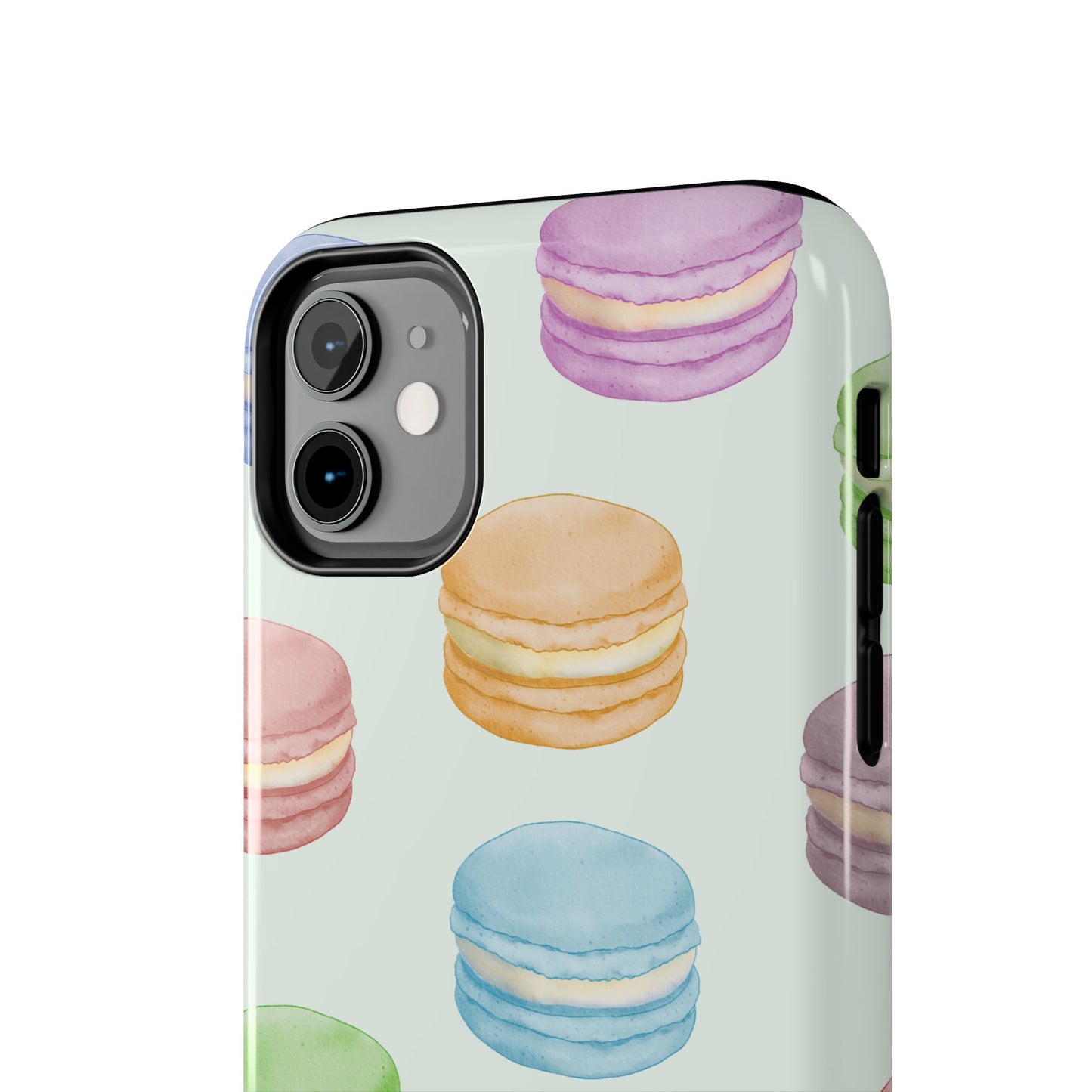 Cute Macaron Phone Case, Tough Phone Cases, Floral Phone Cover, Pastel Phone Case, Gift for Foodies, Spring Accessories