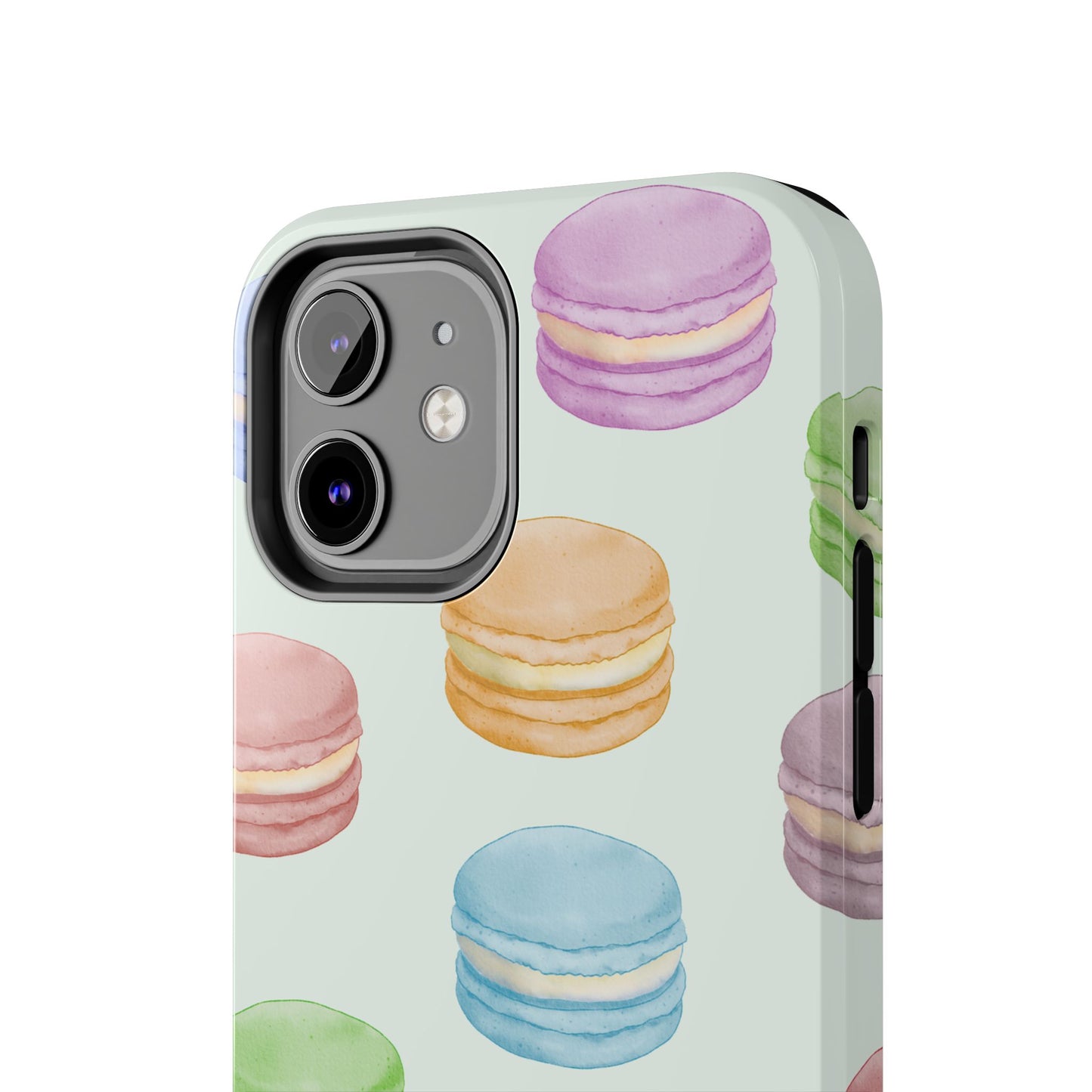 Cute Macaron Phone Case, Tough Phone Cases, Floral Phone Cover, Pastel Phone Case, Gift for Foodies, Spring Accessories