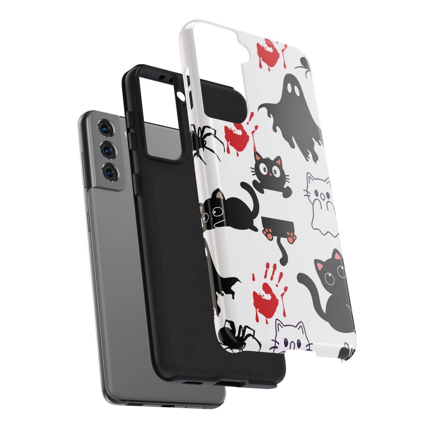 Halloween Phone Cases, Spooky Phone Cover, Cat & Ghost Design, Tough Case for Gifting, Fun and Festive