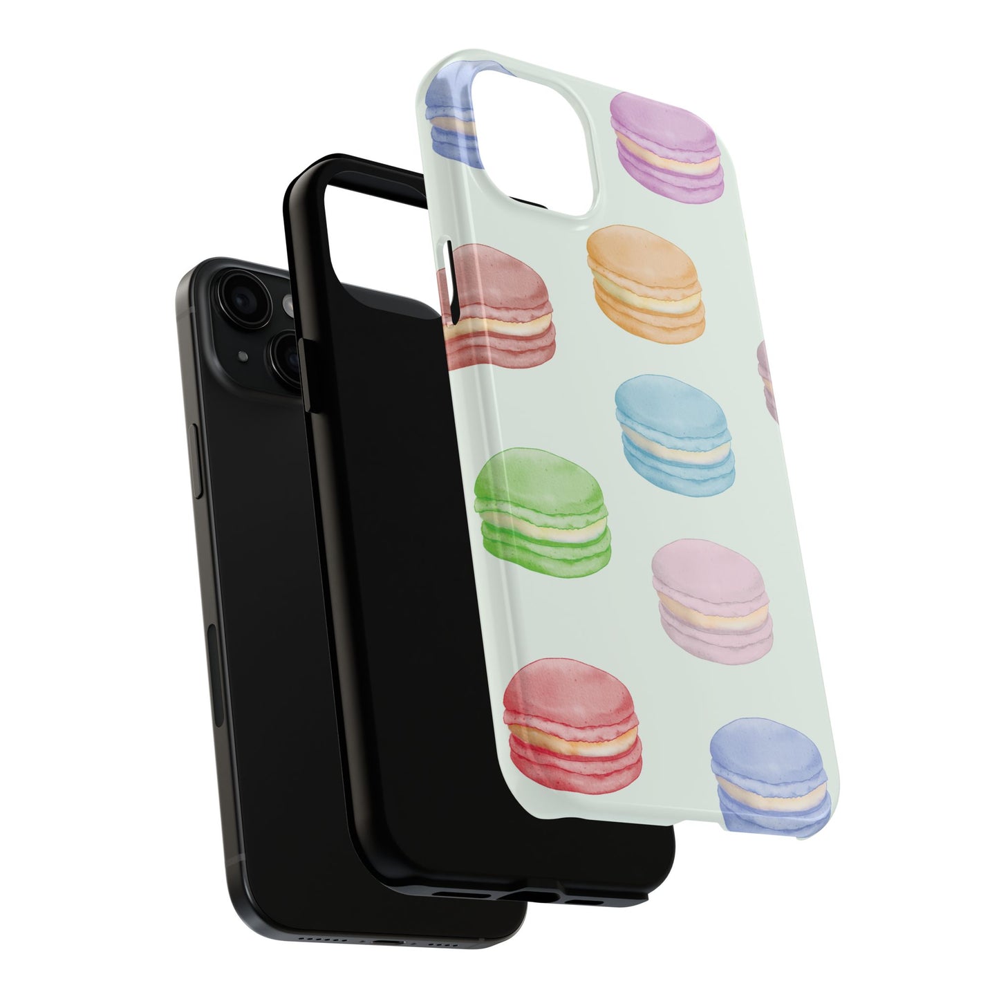 Cute Macaron Phone Case, Tough Phone Cases, Floral Phone Cover, Pastel Phone Case, Gift for Foodies, Spring Accessories