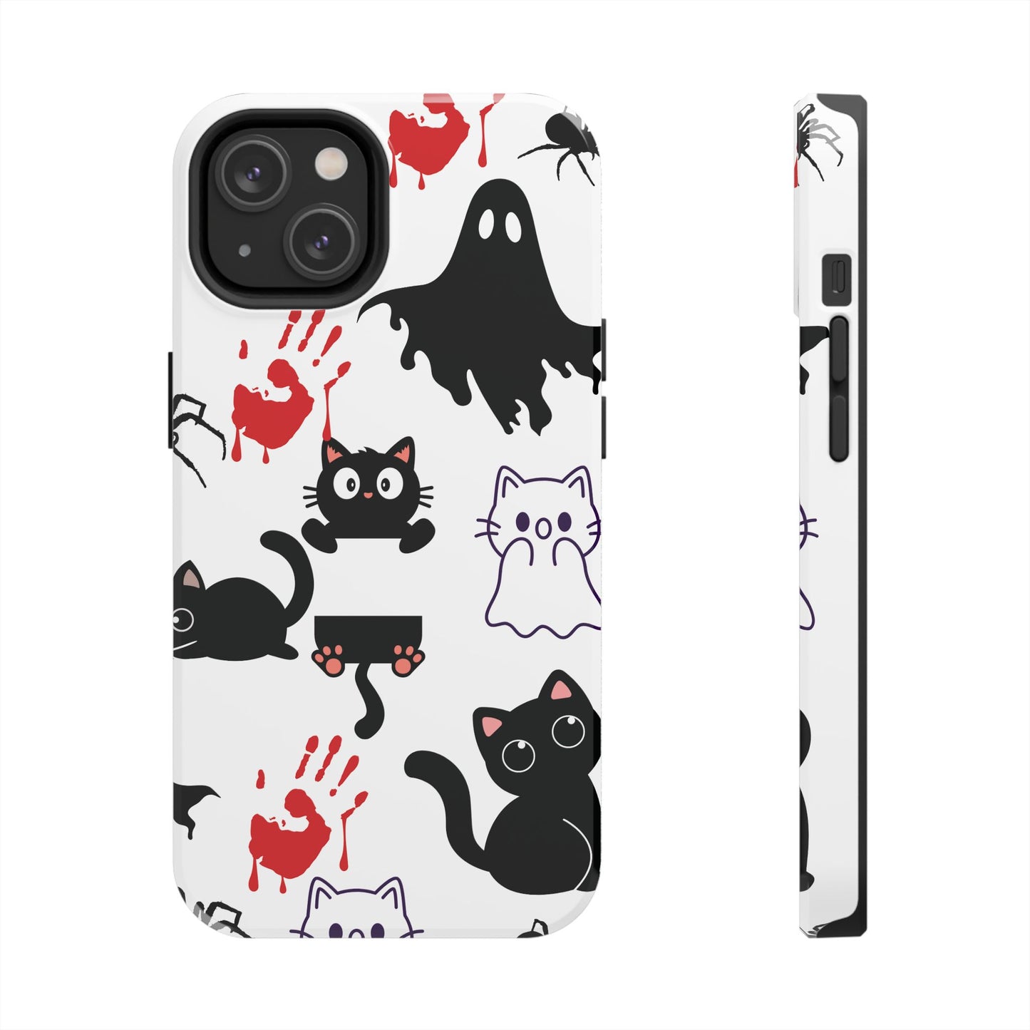 Halloween Phone Cases, Spooky Phone Cover, Cat & Ghost Design, Tough Case for Gifting, Fun and Festive