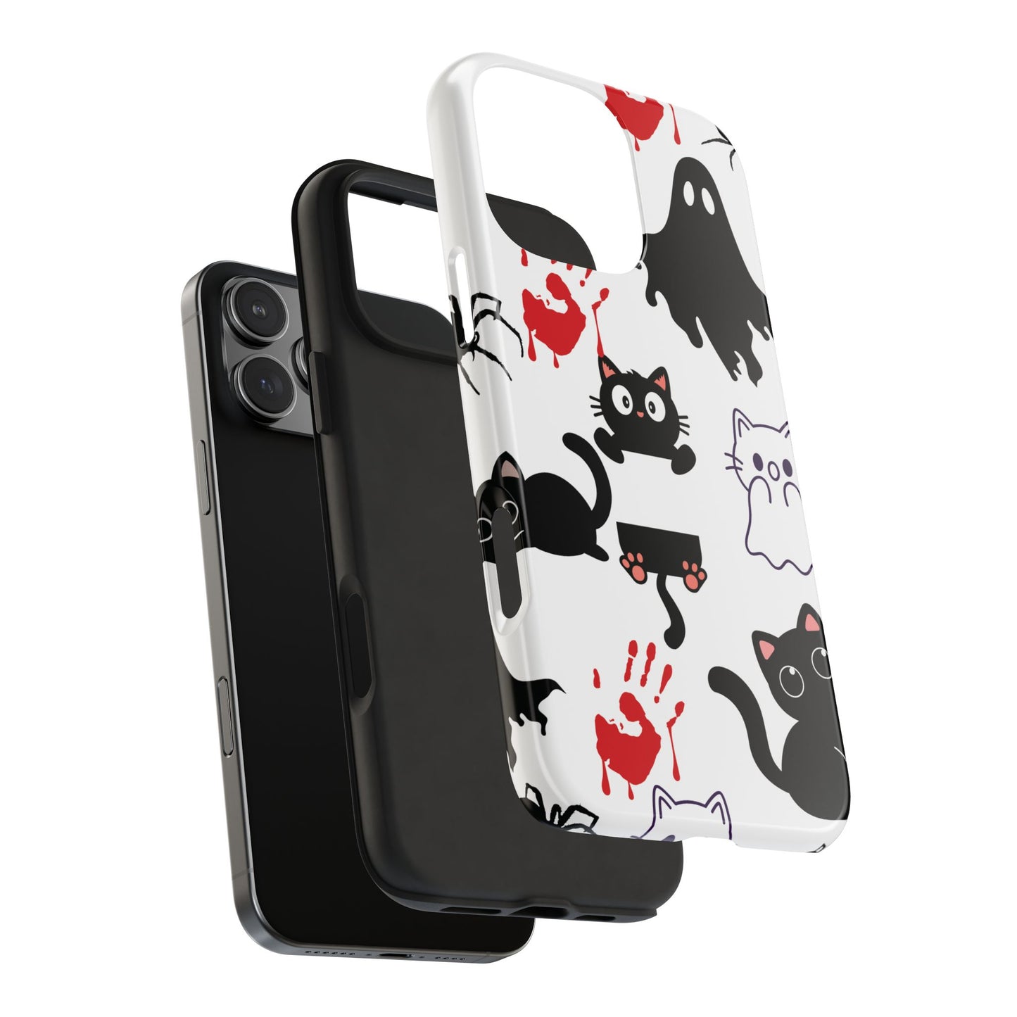 Halloween Phone Cases, Spooky Phone Cover, Cat & Ghost Design, Tough Case for Gifting, Fun and Festive