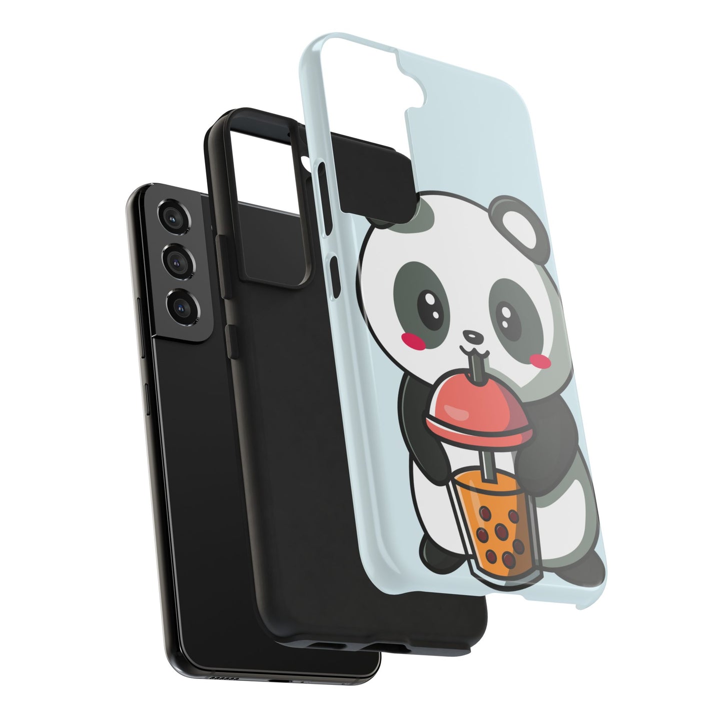 Cute Panda Phone Case with Bubble Tea Design, Tough Phone Cases, Cartoon Character Accessories, Gift for Her, Fun Mobile Cover