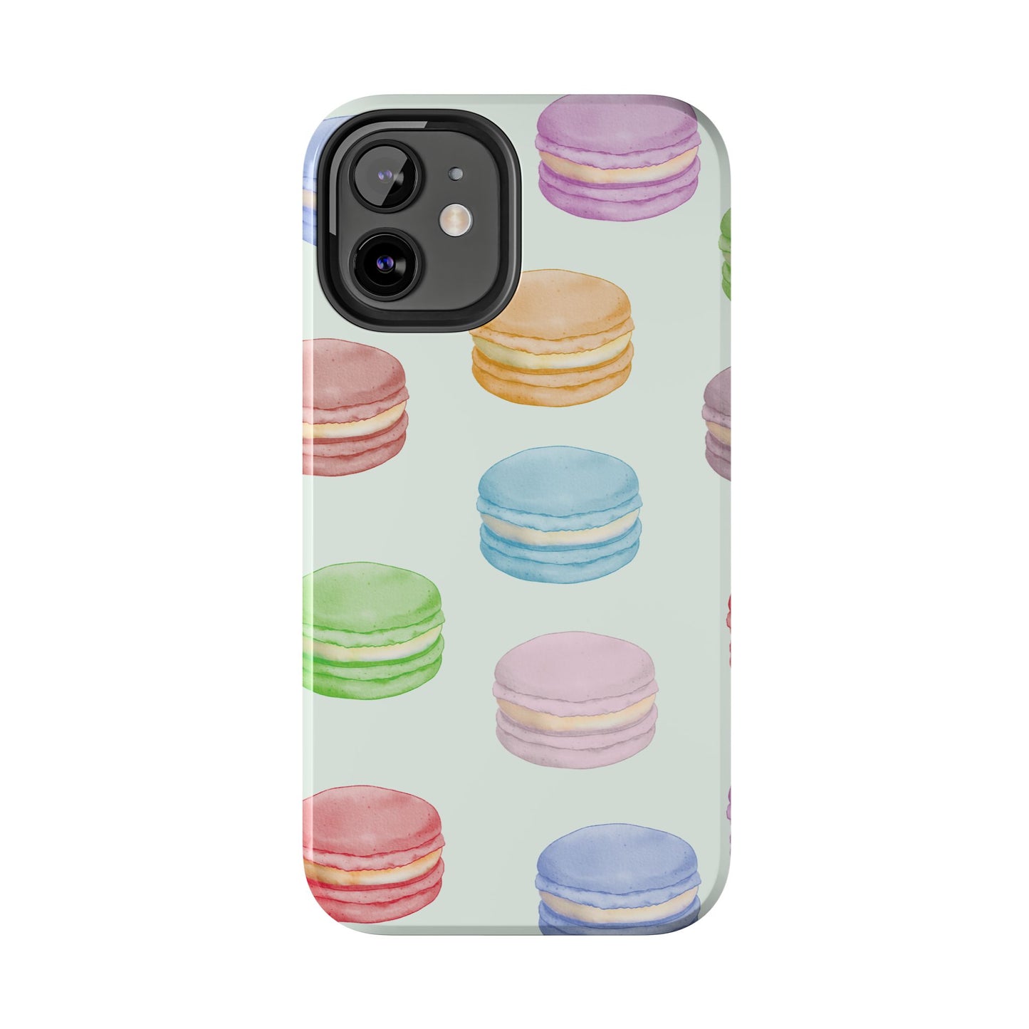 Cute Macaron Phone Case, Tough Phone Cases, Floral Phone Cover, Pastel Phone Case, Gift for Foodies, Spring Accessories