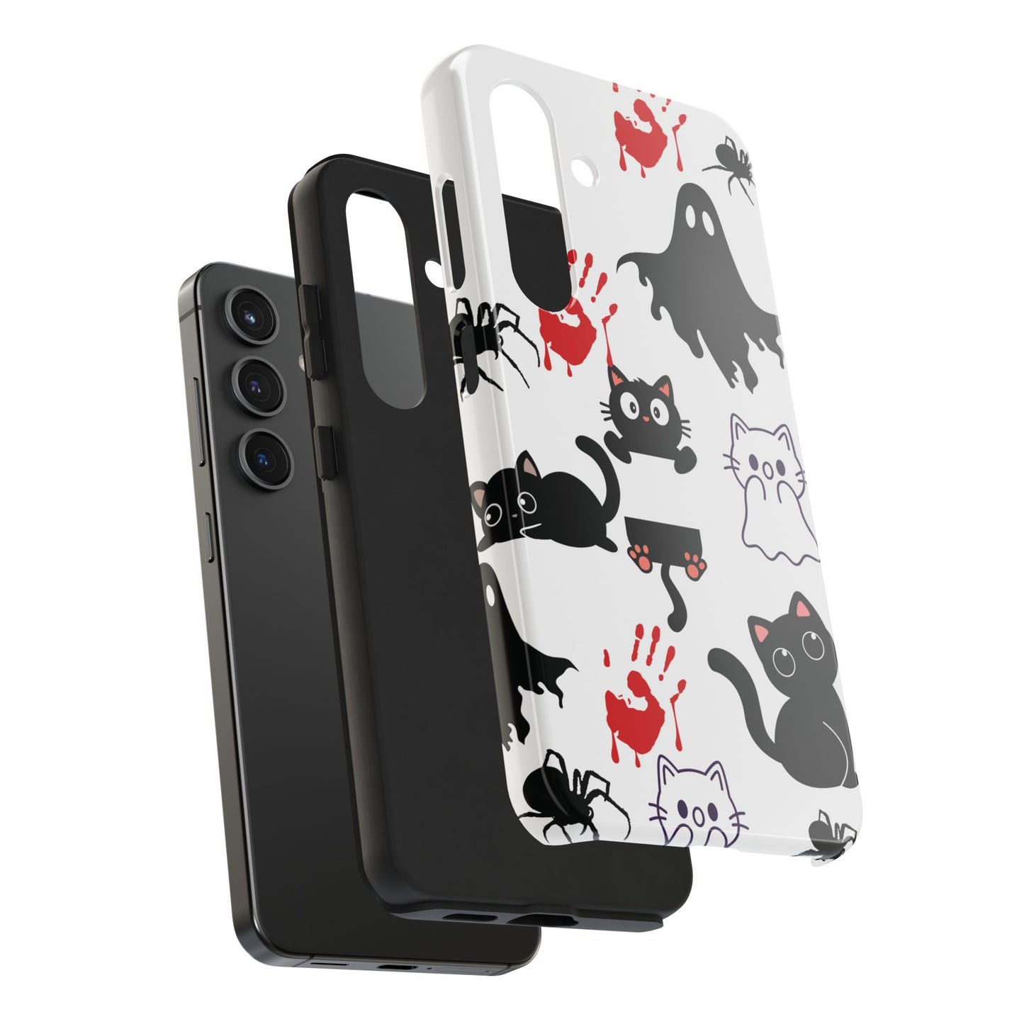 Halloween Phone Cases, Spooky Phone Cover, Cat & Ghost Design, Tough Case for Gifting, Fun and Festive