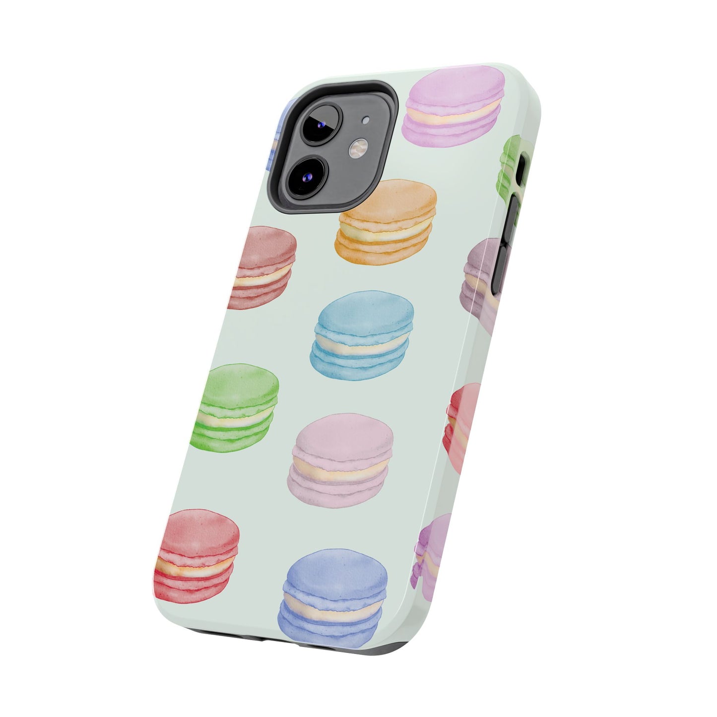 Cute Macaron Phone Case, Tough Phone Cases, Floral Phone Cover, Pastel Phone Case, Gift for Foodies, Spring Accessories