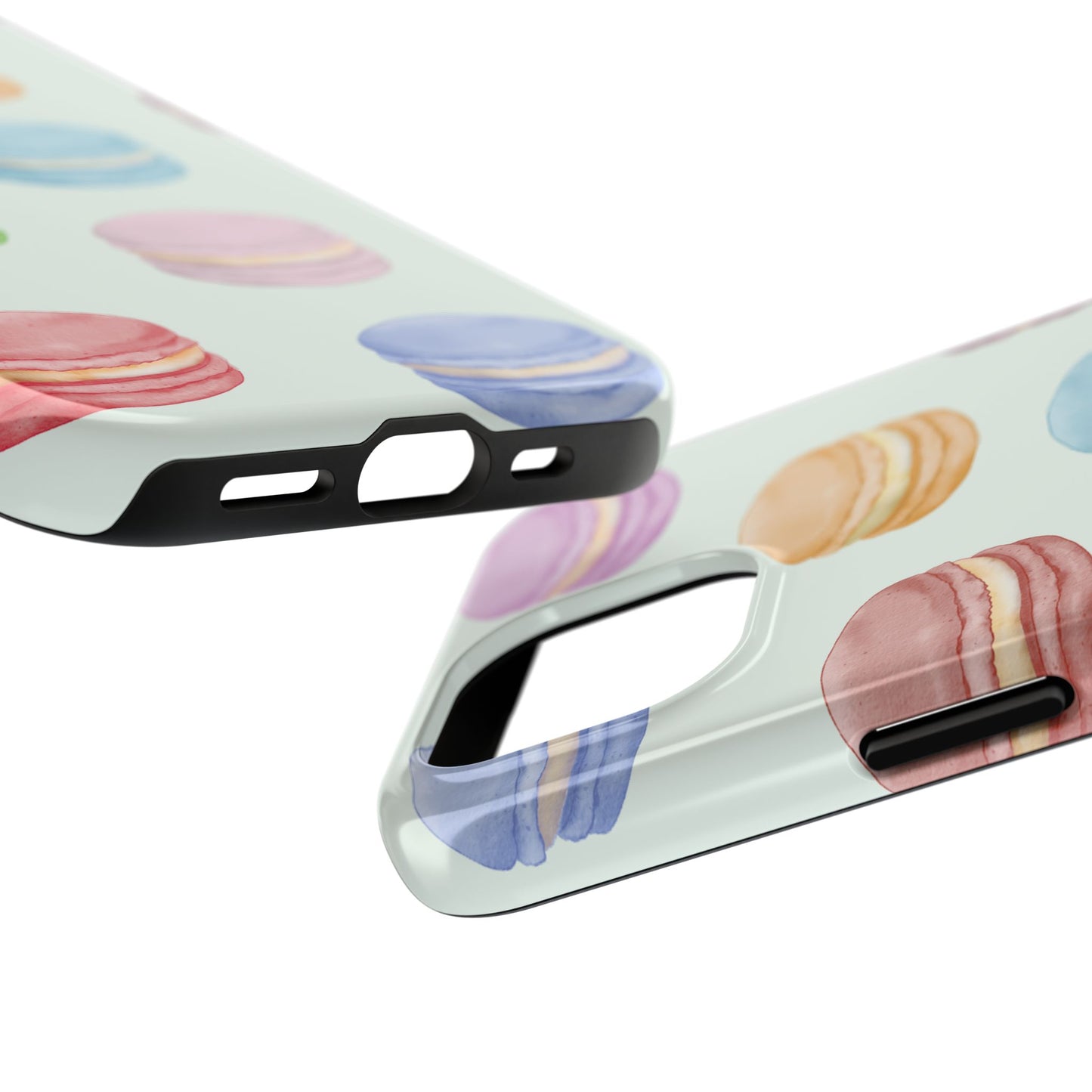 Cute Macaron Phone Case, Tough Phone Cases, Floral Phone Cover, Pastel Phone Case, Gift for Foodies, Spring Accessories