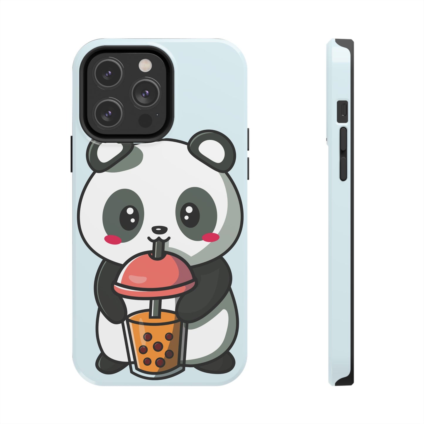 Cute Panda Phone Case with Bubble Tea Design, Tough Phone Cases, Cartoon Character Accessories, Gift for Her, Fun Mobile Cover