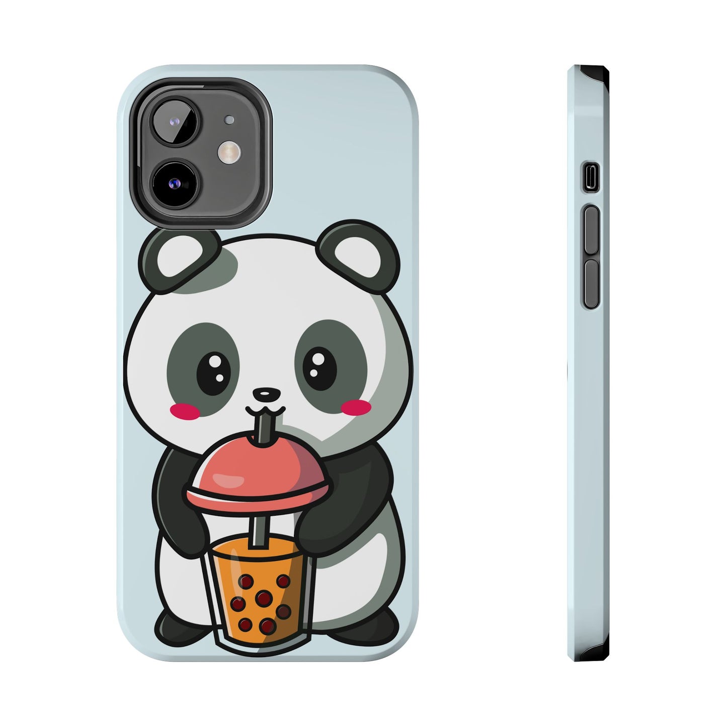 Cute Panda Phone Case with Bubble Tea Design, Tough Phone Cases, Cartoon Character Accessories, Gift for Her, Fun Mobile Cover