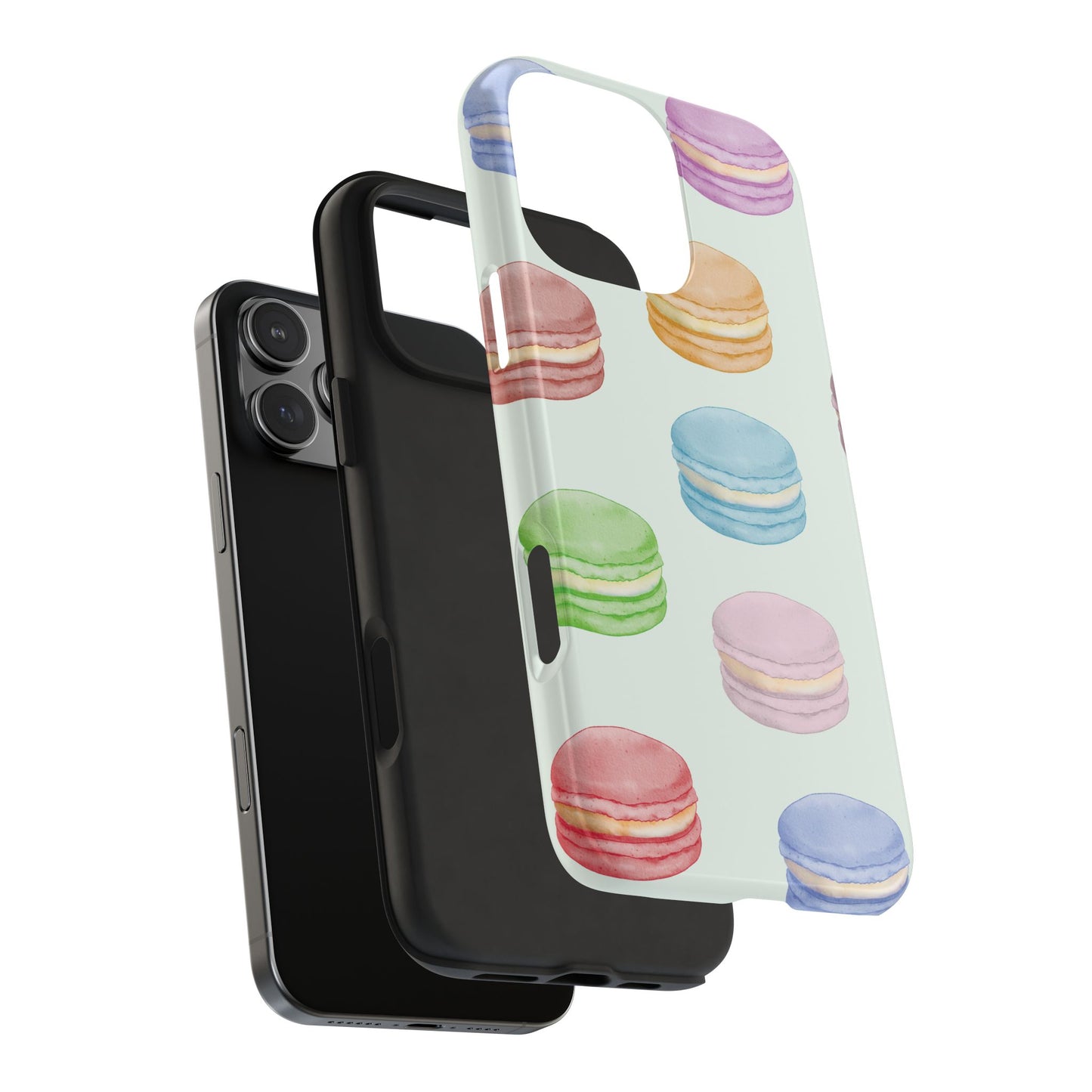 Cute Macaron Phone Case, Tough Phone Cases, Floral Phone Cover, Pastel Phone Case, Gift for Foodies, Spring Accessories