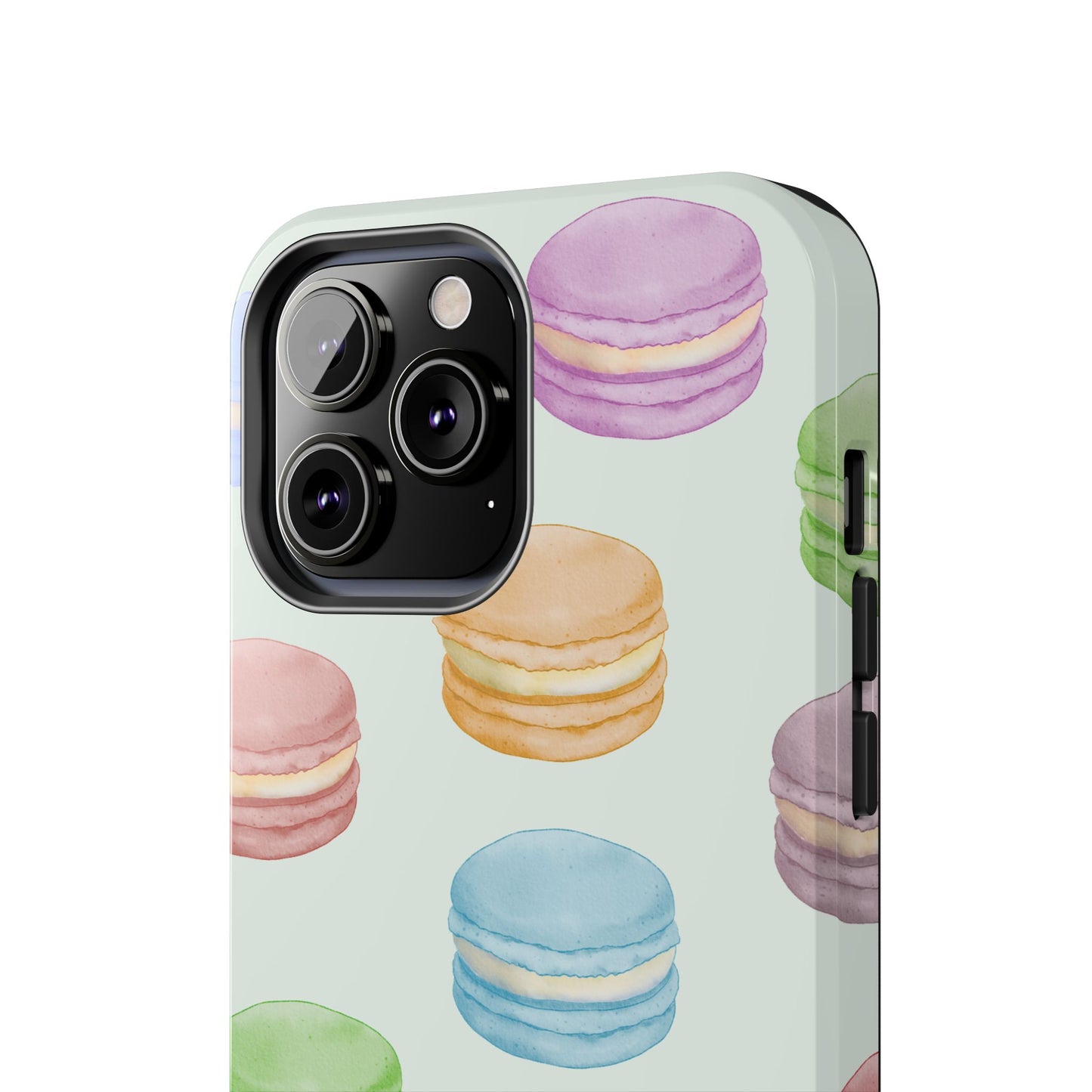 Cute Macaron Phone Case, Tough Phone Cases, Floral Phone Cover, Pastel Phone Case, Gift for Foodies, Spring Accessories