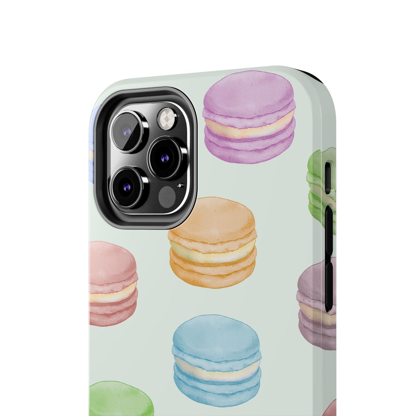 Cute Macaron Phone Case, Tough Phone Cases, Floral Phone Cover, Pastel Phone Case, Gift for Foodies, Spring Accessories