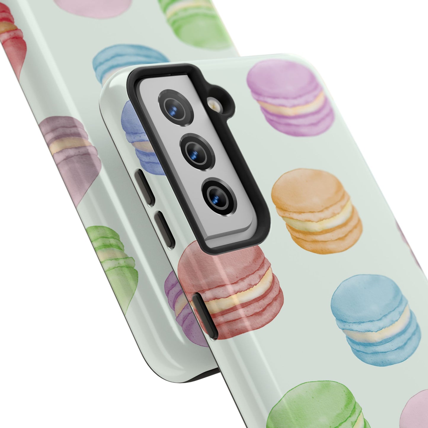 Cute Macaron Phone Case, Tough Phone Cases, Floral Phone Cover, Pastel Phone Case, Gift for Foodies, Spring Accessories