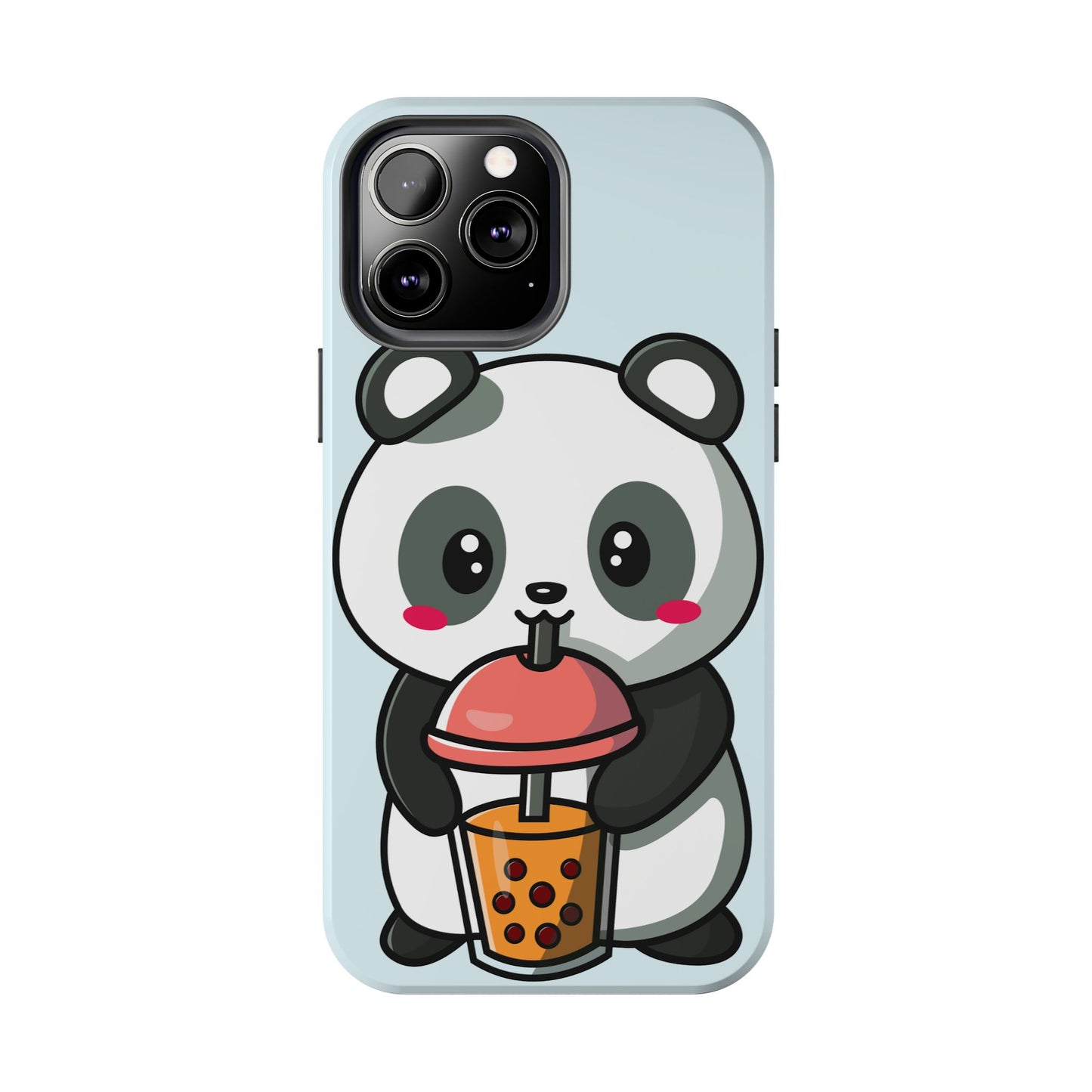 Cute Panda Phone Case with Bubble Tea Design, Tough Phone Cases, Cartoon Character Accessories, Gift for Her, Fun Mobile Cover