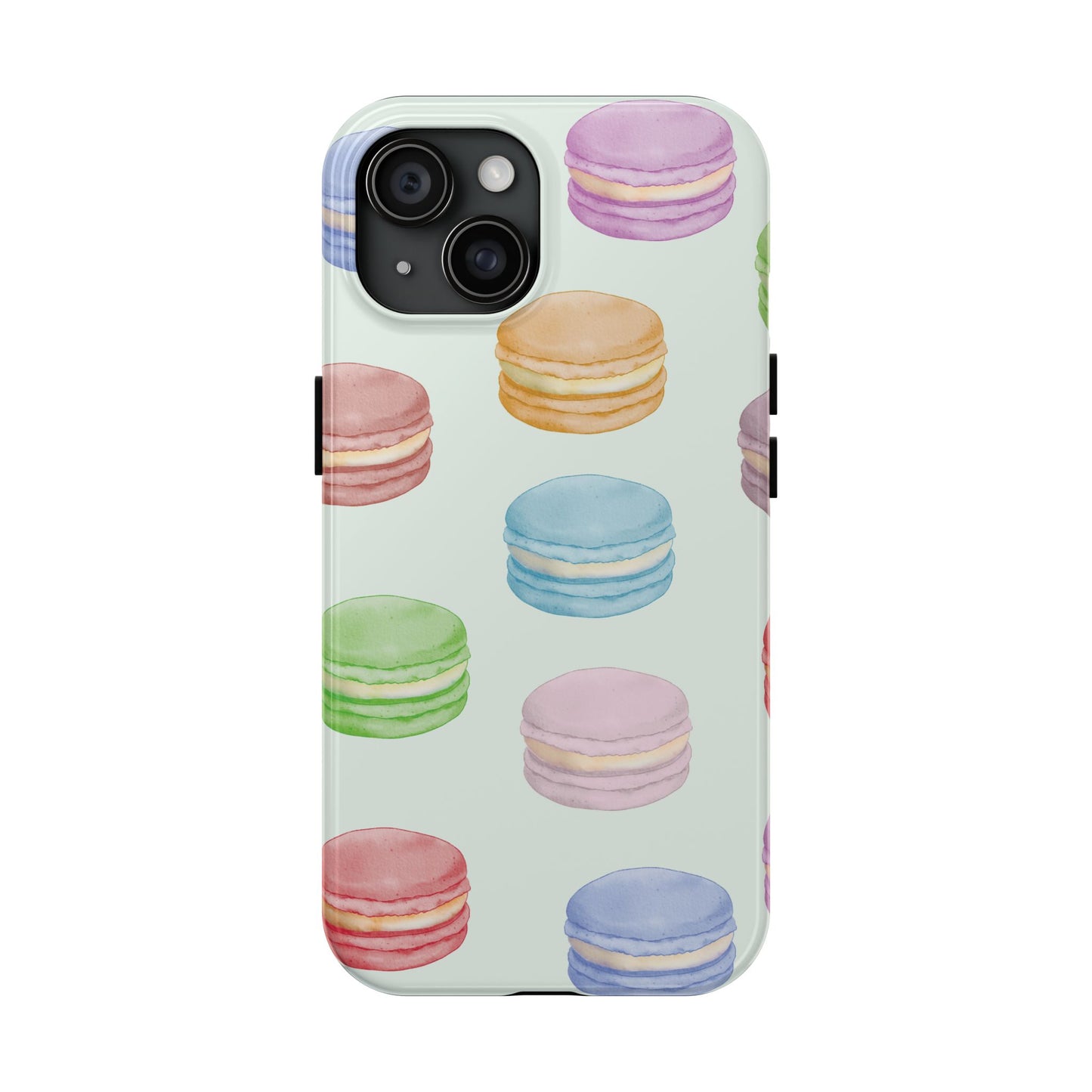 Cute Macaron Phone Case, Tough Phone Cases, Floral Phone Cover, Pastel Phone Case, Gift for Foodies, Spring Accessories