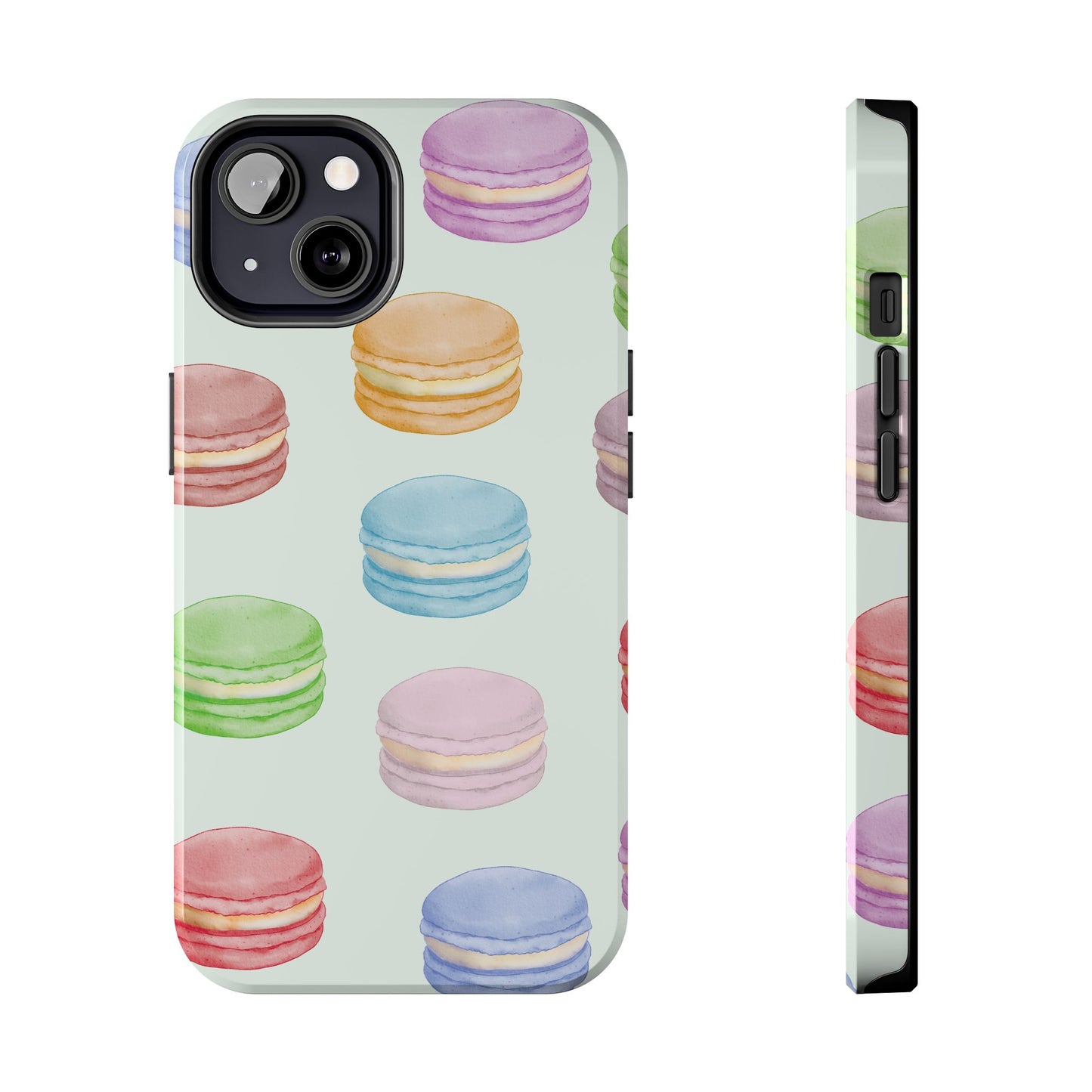 Cute Macaron Phone Case, Tough Phone Cases, Floral Phone Cover, Pastel Phone Case, Gift for Foodies, Spring Accessories