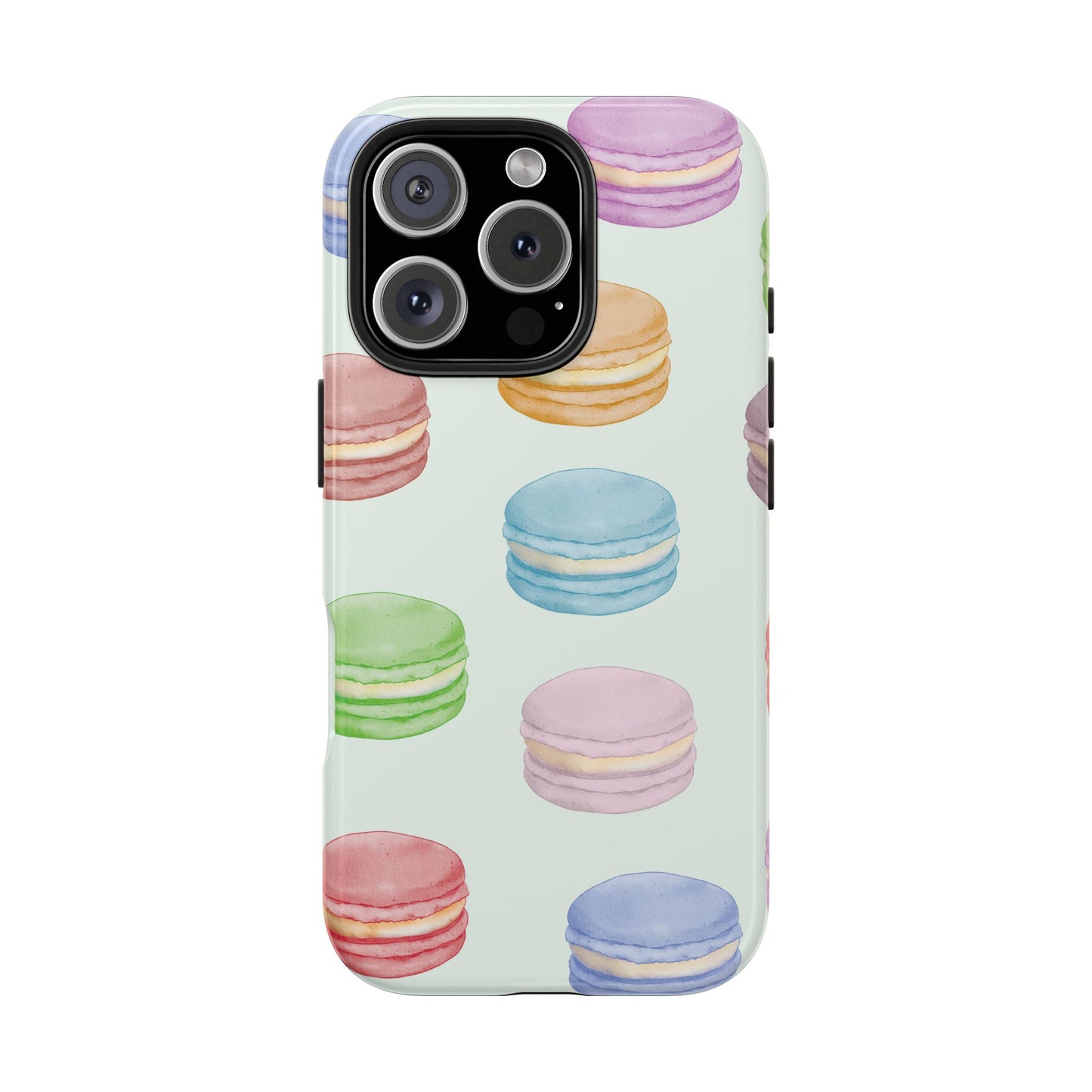Cute Macaron Phone Case, Tough Phone Cases, Floral Phone Cover, Pastel Phone Case, Gift for Foodies, Spring Accessories