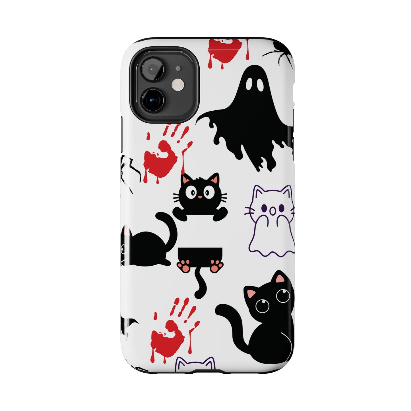 Halloween Phone Cases, Spooky Phone Cover, Cat & Ghost Design, Tough Case for Gifting, Fun and Festive