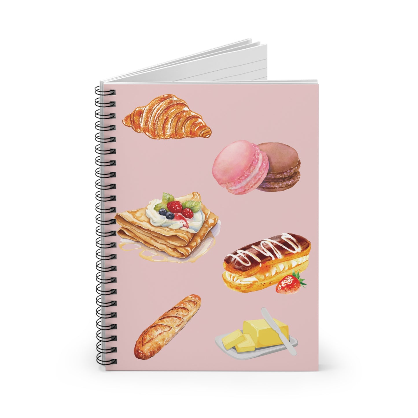 Cute Pastry Spiral Notebook - Ruled Line, Bakery Journal, Foodie Gift, Recipe Notebook, Cute Stationery, Culinary Diary