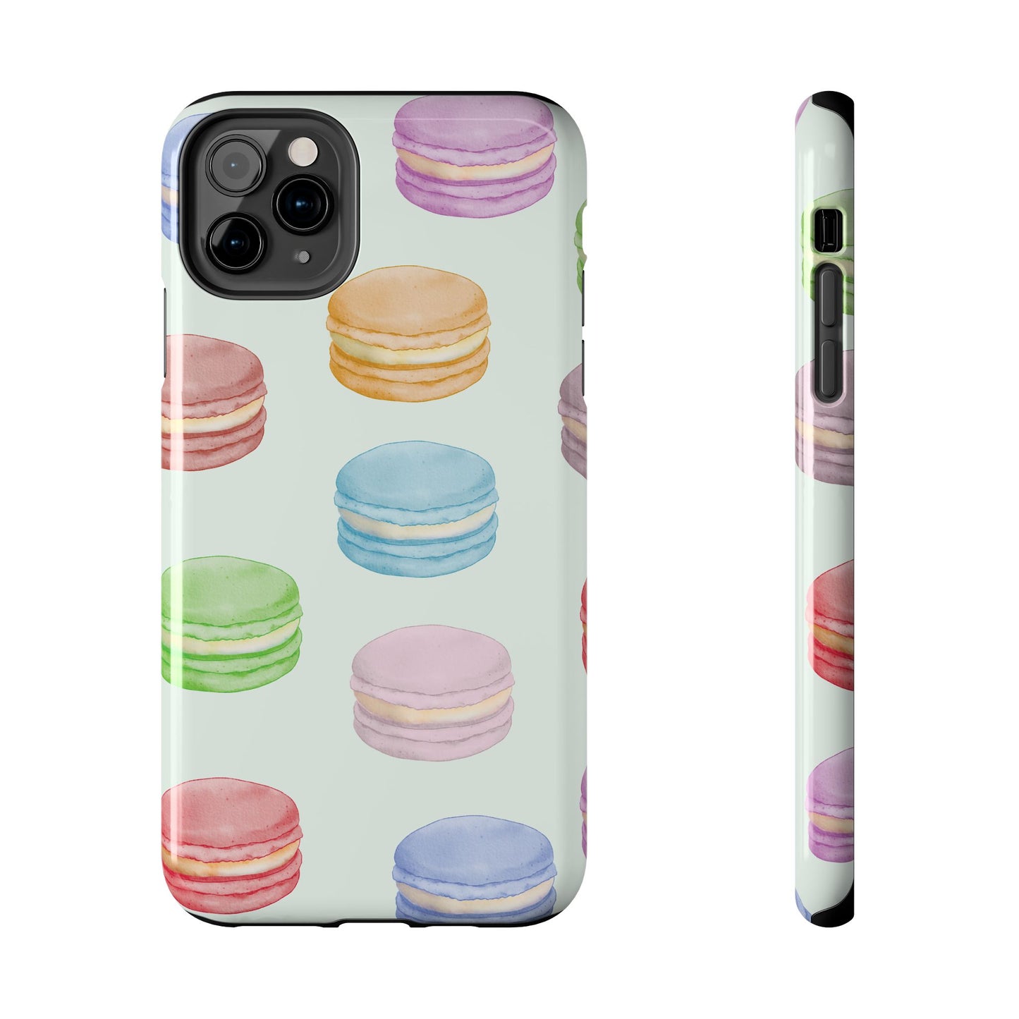 Cute Macaron Phone Case, Tough Phone Cases, Floral Phone Cover, Pastel Phone Case, Gift for Foodies, Spring Accessories