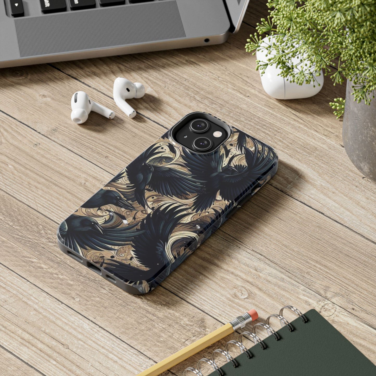 Bold Raven Phone Case | Tough and Protective | Unique Bird Design | Gift for Nature Lovers | Halloween and Fall Decor