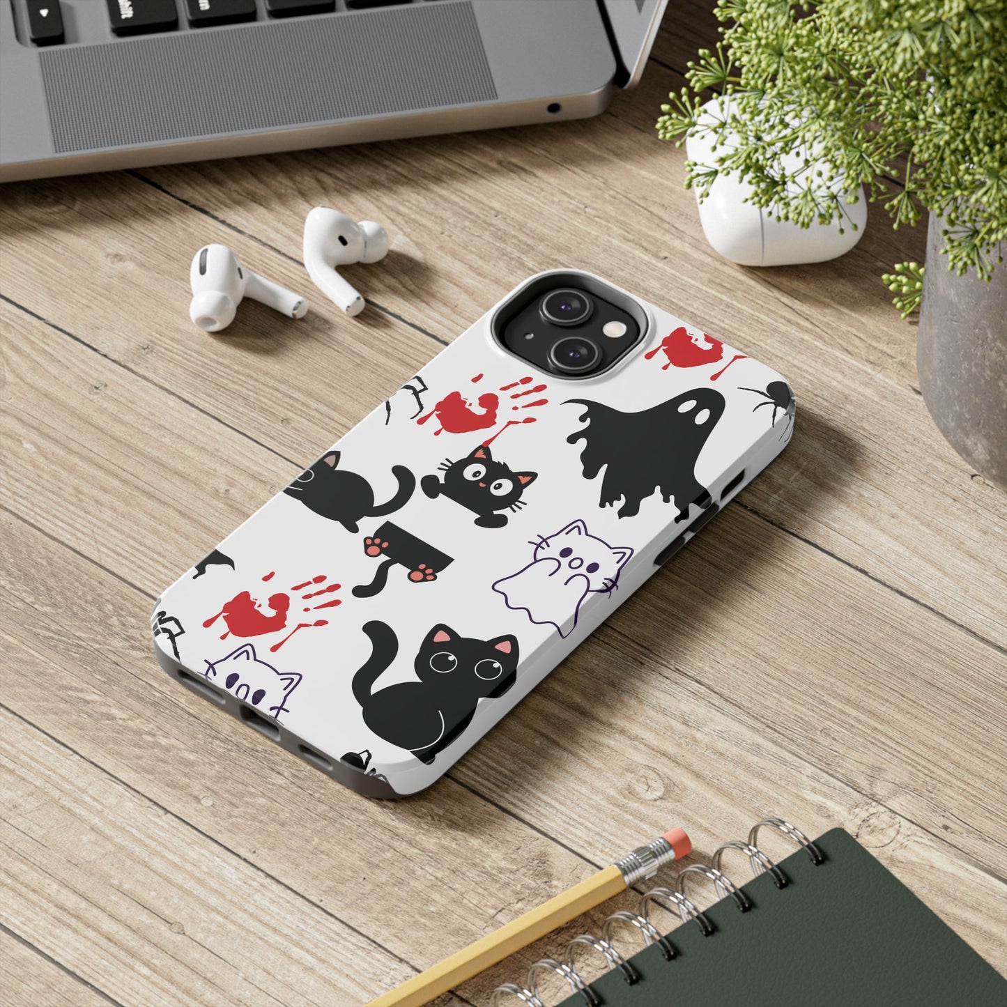 Halloween Phone Cases, Spooky Phone Cover, Cat & Ghost Design, Tough Case for Gifting, Fun and Festive