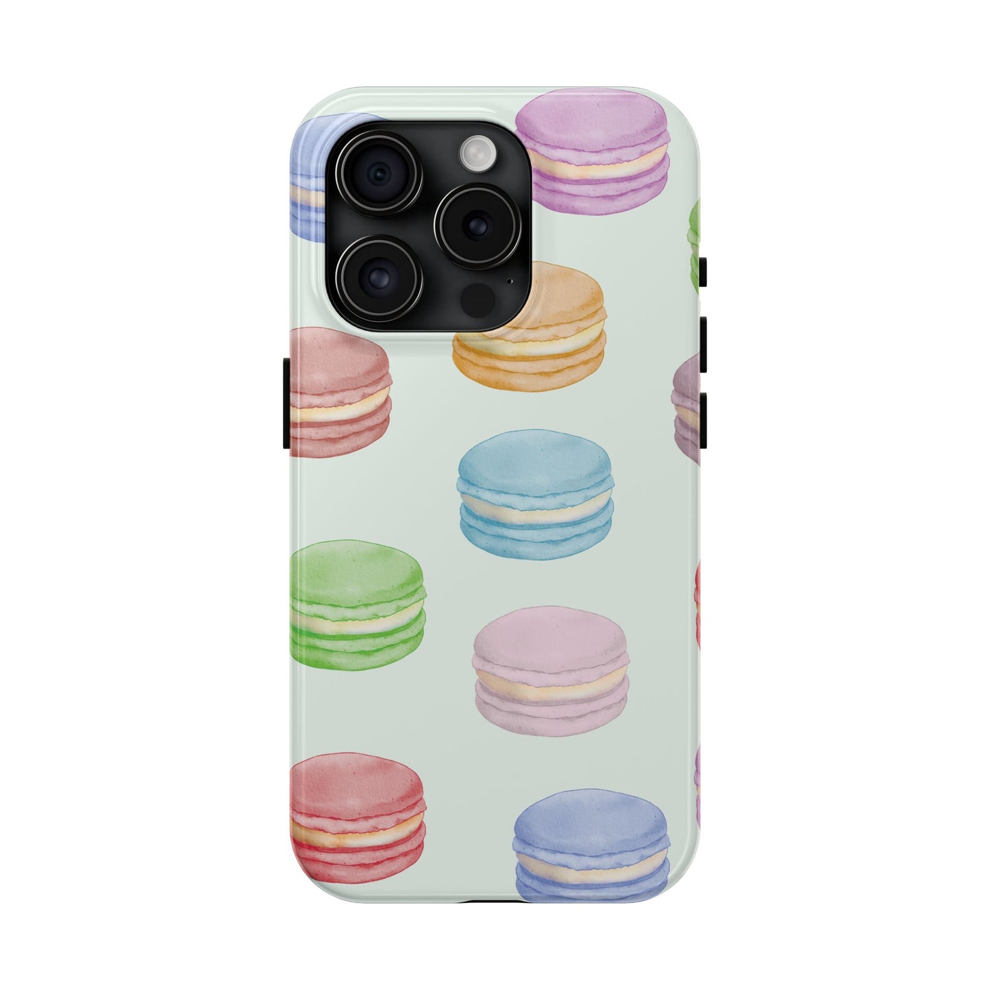 Cute Macaron Phone Case, Tough Phone Cases, Floral Phone Cover, Pastel Phone Case, Gift for Foodies, Spring Accessories
