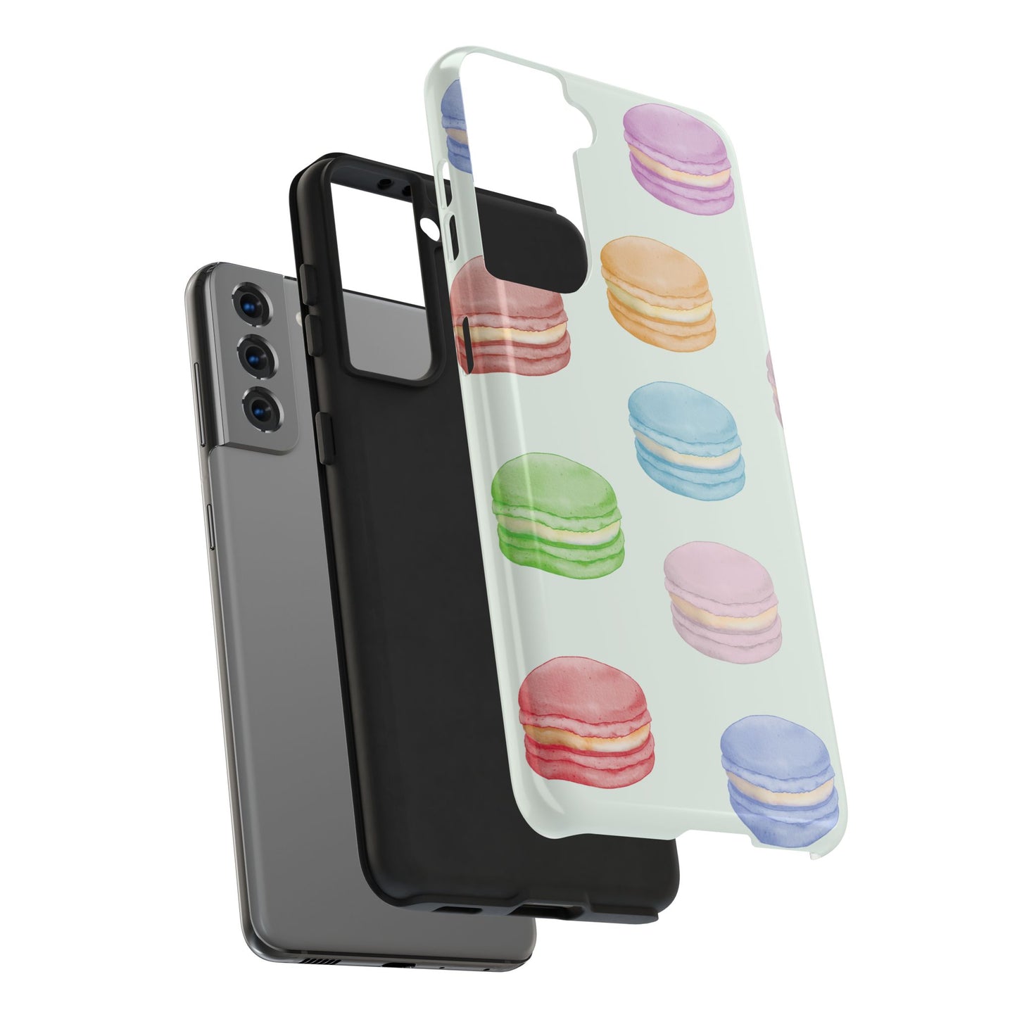 Cute Macaron Phone Case, Tough Phone Cases, Floral Phone Cover, Pastel Phone Case, Gift for Foodies, Spring Accessories