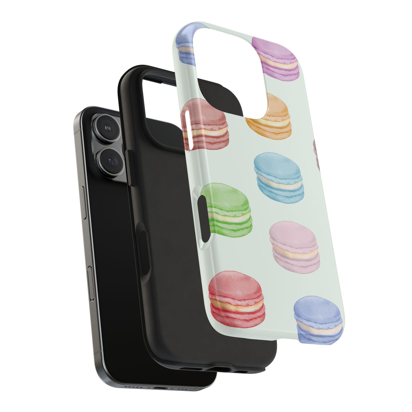 Cute Macaron Phone Case, Tough Phone Cases, Floral Phone Cover, Pastel Phone Case, Gift for Foodies, Spring Accessories