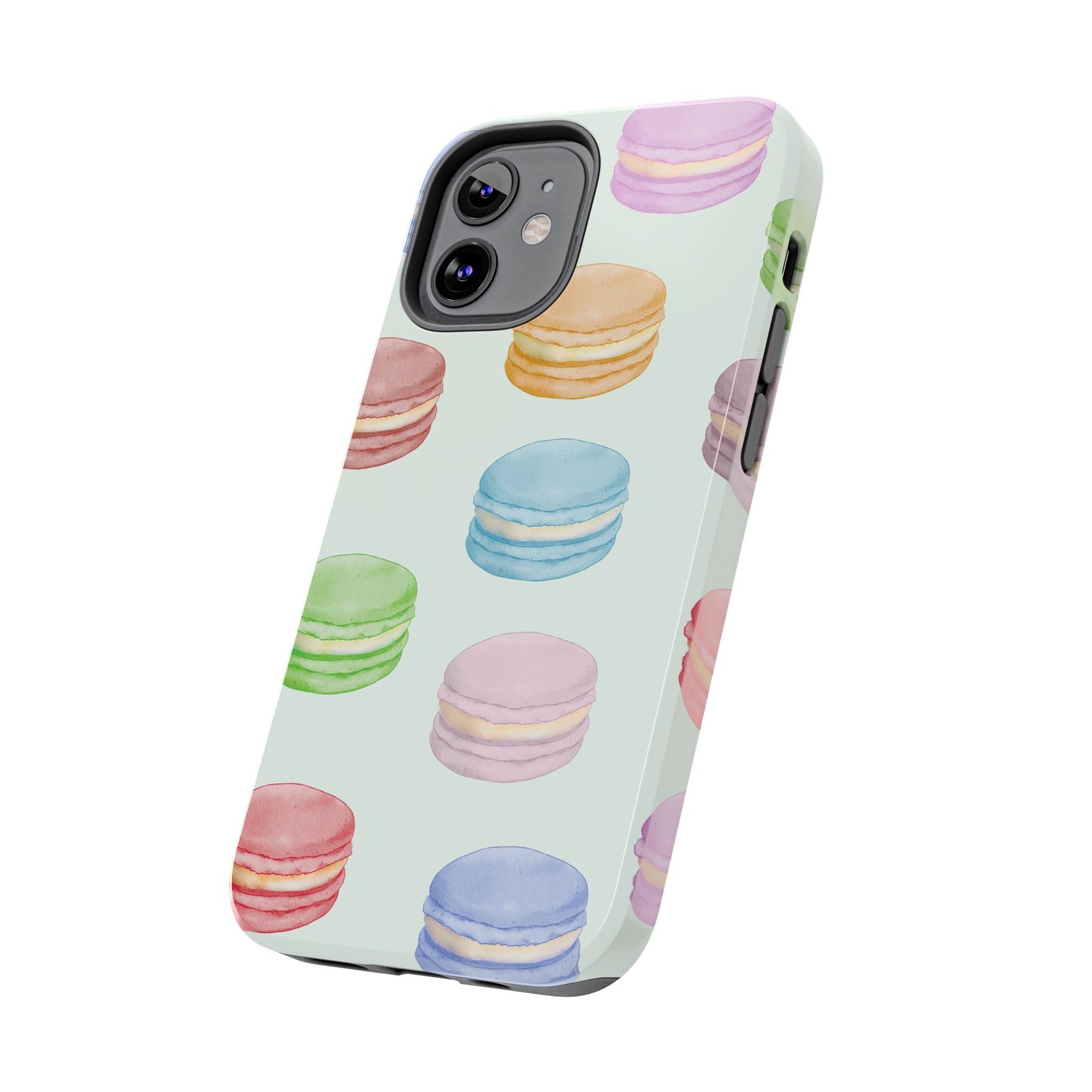 Cute Macaron Phone Case, Tough Phone Cases, Floral Phone Cover, Pastel Phone Case, Gift for Foodies, Spring Accessories
