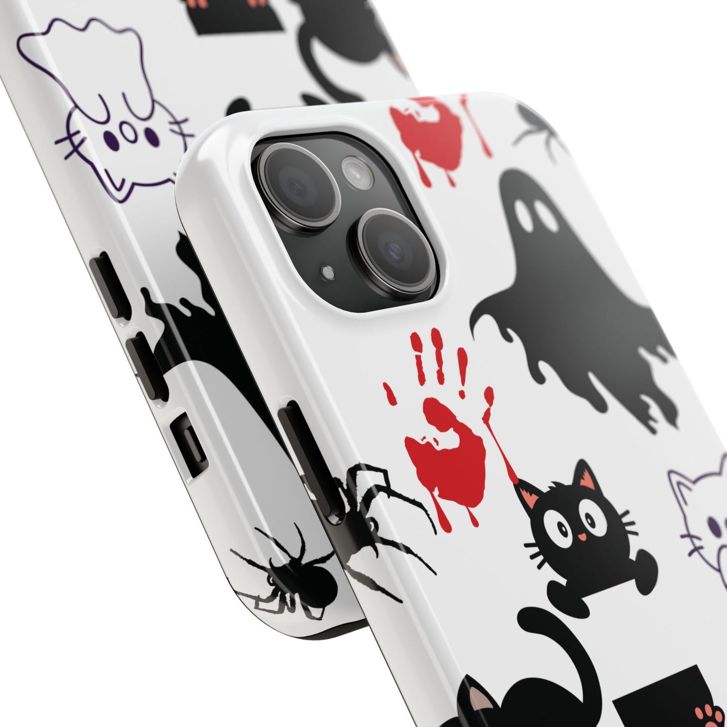 Halloween Phone Cases, Spooky Phone Cover, Cat & Ghost Design, Tough Case for Gifting, Fun and Festive
