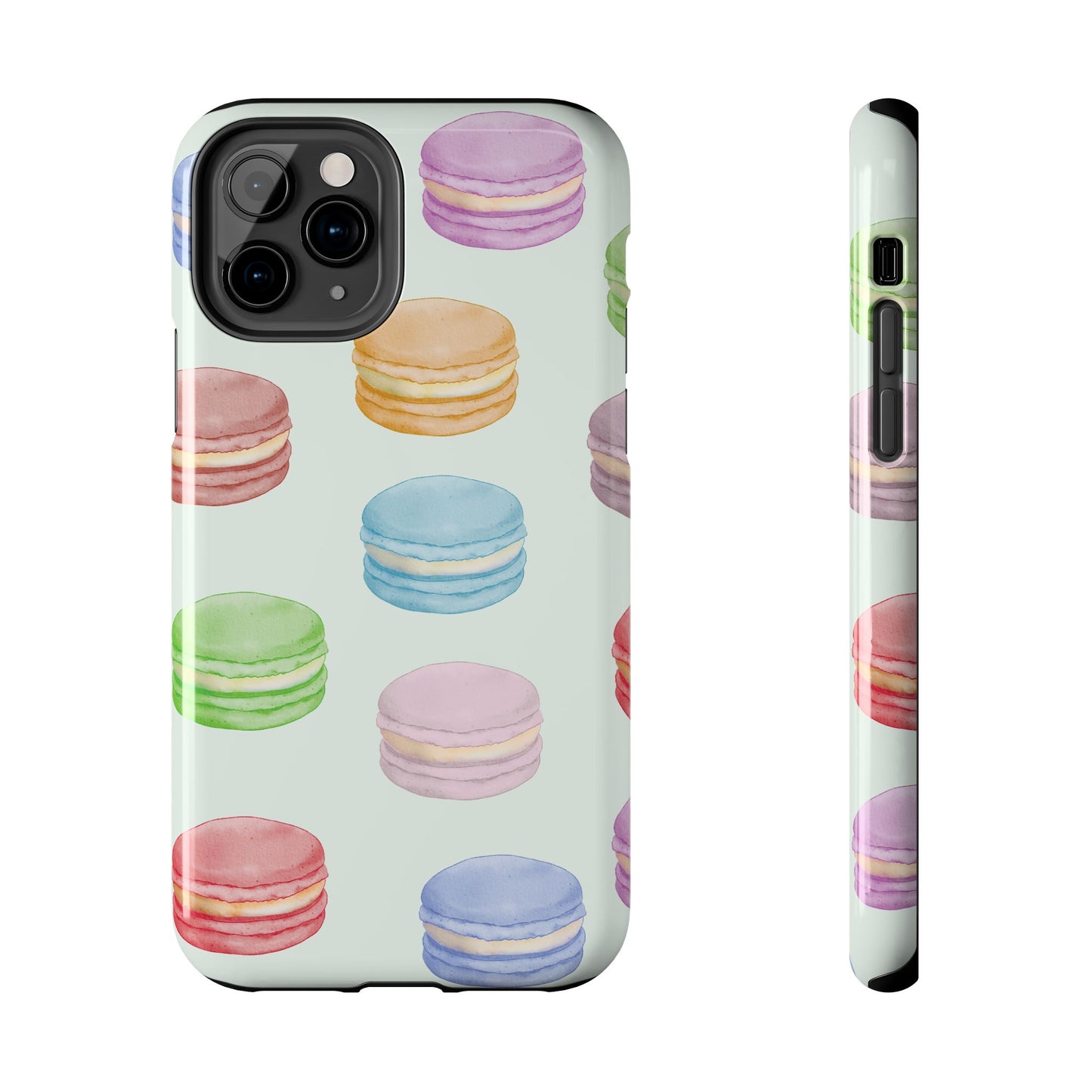 Cute Macaron Phone Case, Tough Phone Cases, Floral Phone Cover, Pastel Phone Case, Gift for Foodies, Spring Accessories