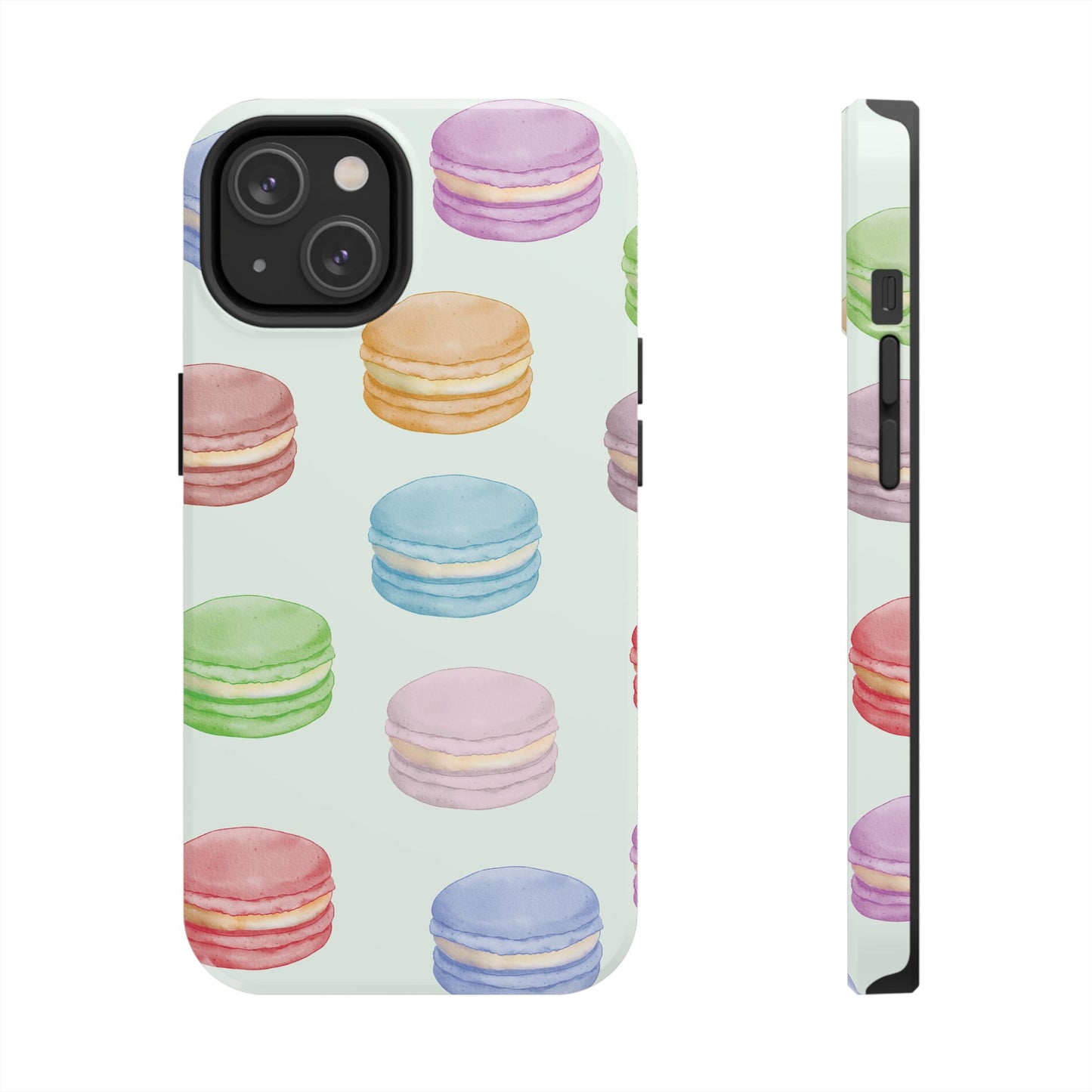 Cute Macaron Phone Case, Tough Phone Cases, Floral Phone Cover, Pastel Phone Case, Gift for Foodies, Spring Accessories