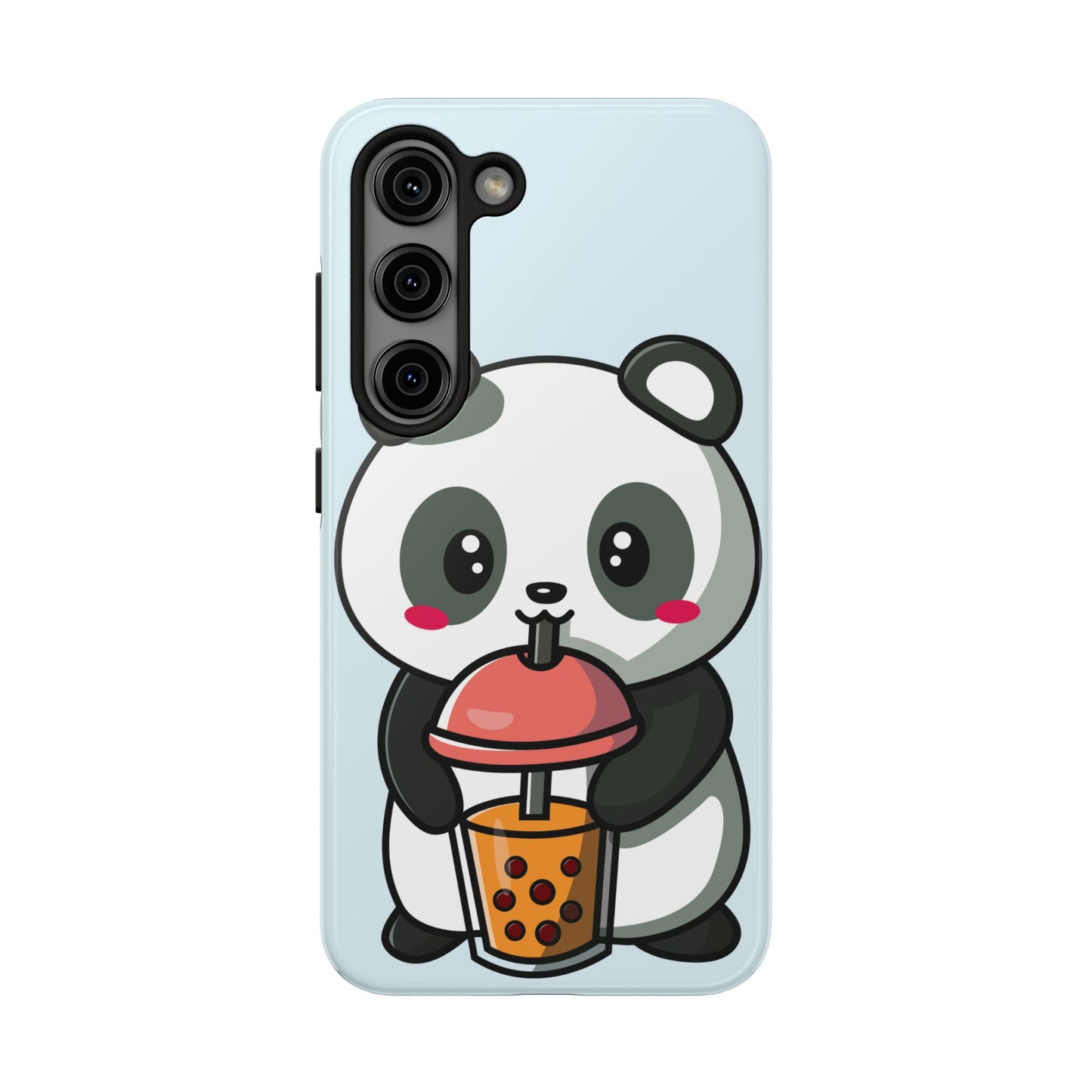 Cute Panda Phone Case with Bubble Tea Design, Tough Phone Cases, Cartoon Character Accessories, Gift for Her, Fun Mobile Cover