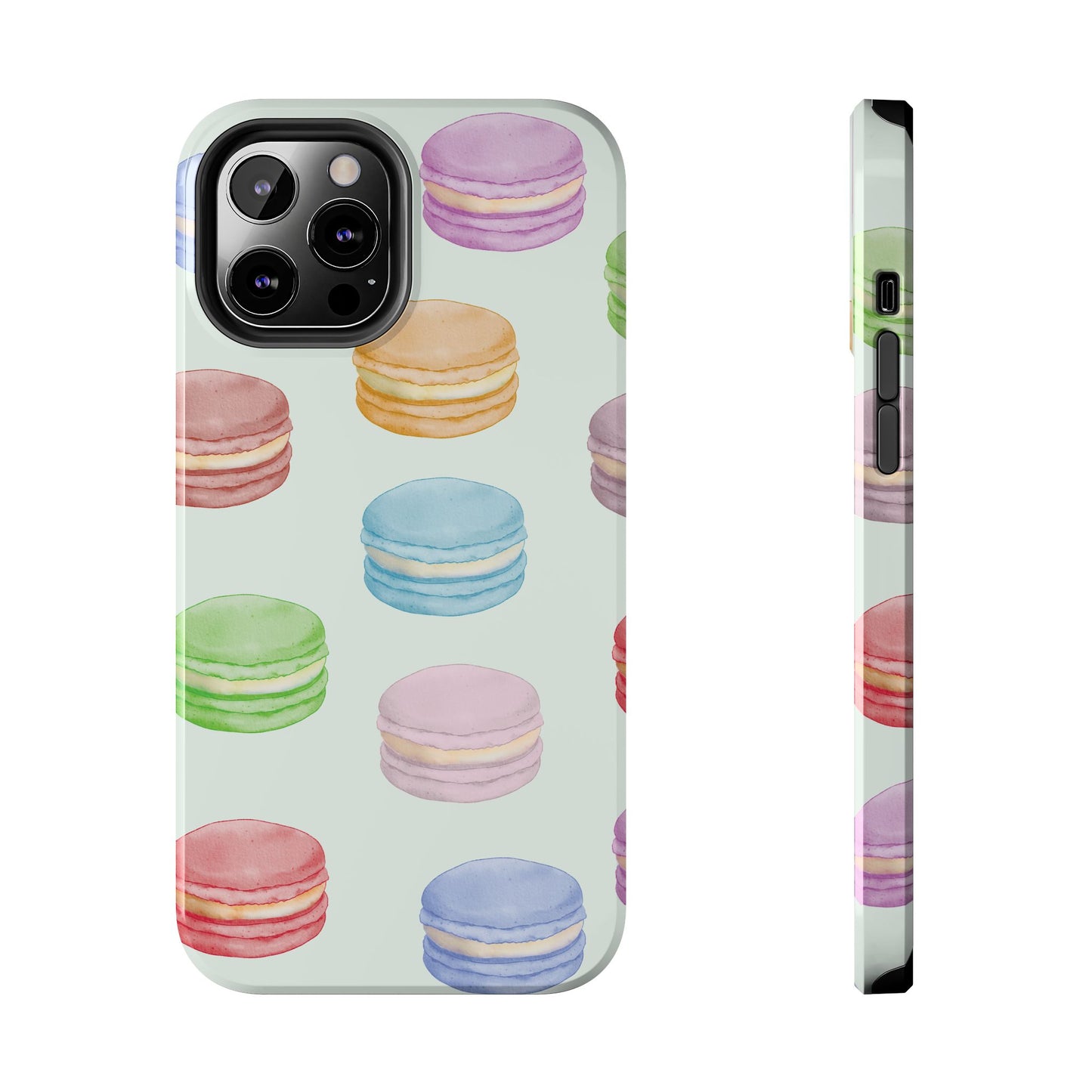 Cute Macaron Phone Case, Tough Phone Cases, Floral Phone Cover, Pastel Phone Case, Gift for Foodies, Spring Accessories