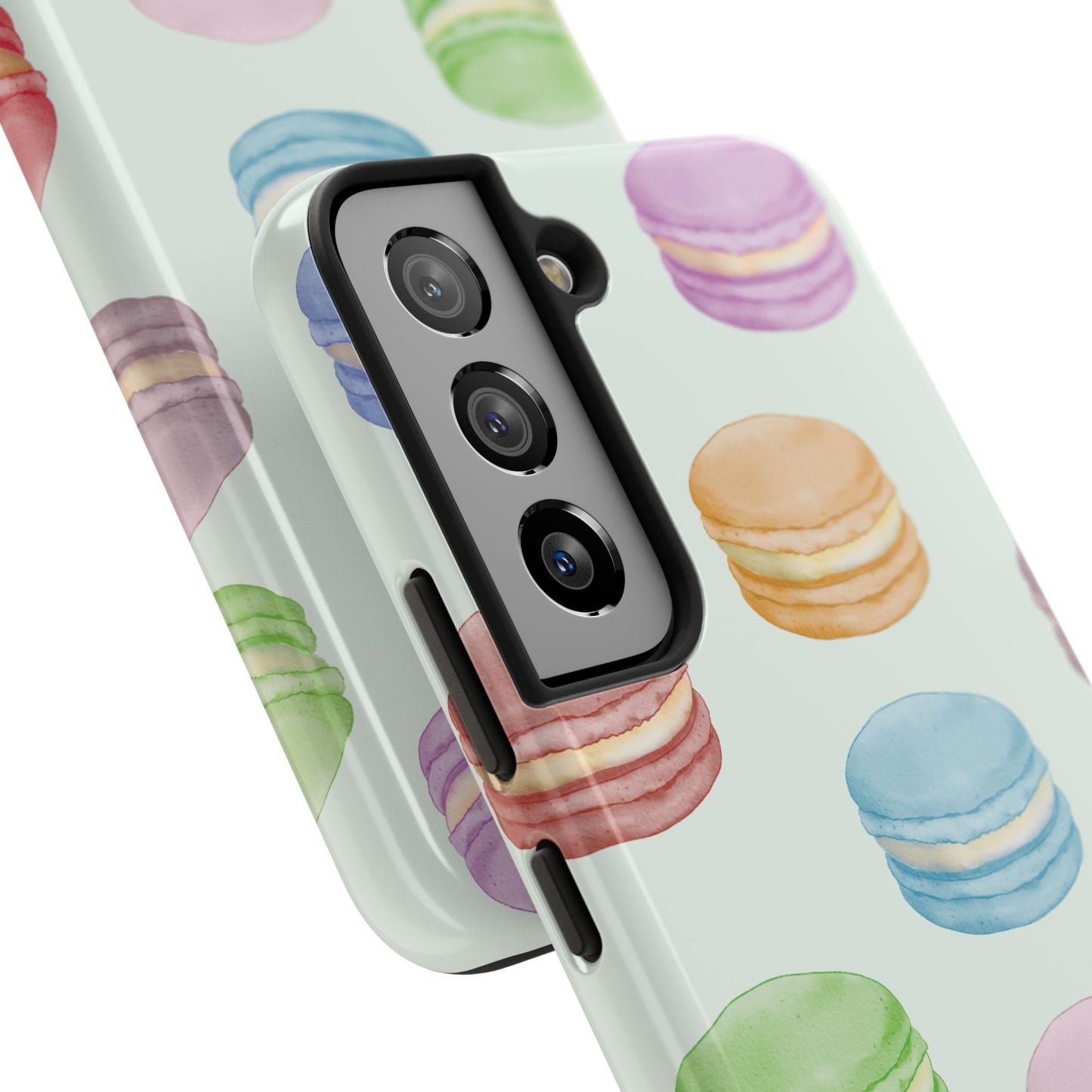 Cute Macaron Phone Case, Tough Phone Cases, Floral Phone Cover, Pastel Phone Case, Gift for Foodies, Spring Accessories