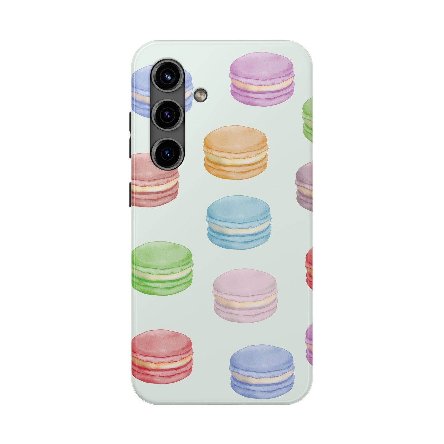 Cute Macaron Phone Case, Tough Phone Cases, Floral Phone Cover, Pastel Phone Case, Gift for Foodies, Spring Accessories