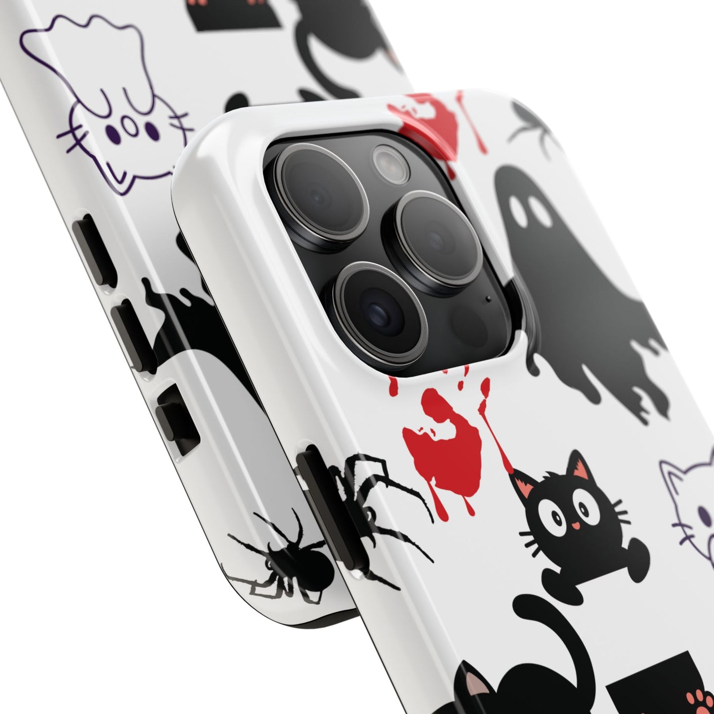 Halloween Phone Cases, Spooky Phone Cover, Cat & Ghost Design, Tough Case for Gifting, Fun and Festive