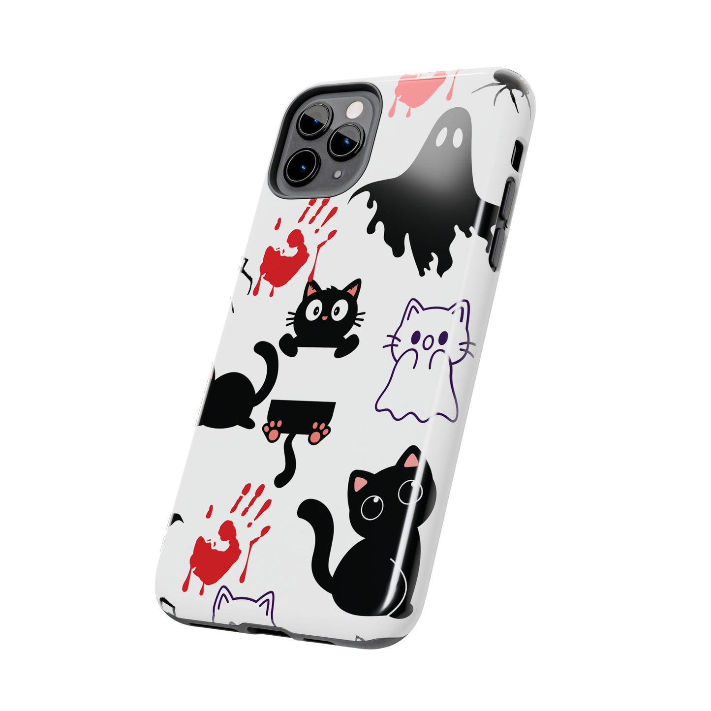 Halloween Phone Cases, Spooky Phone Cover, Cat & Ghost Design, Tough Case for Gifting, Fun and Festive