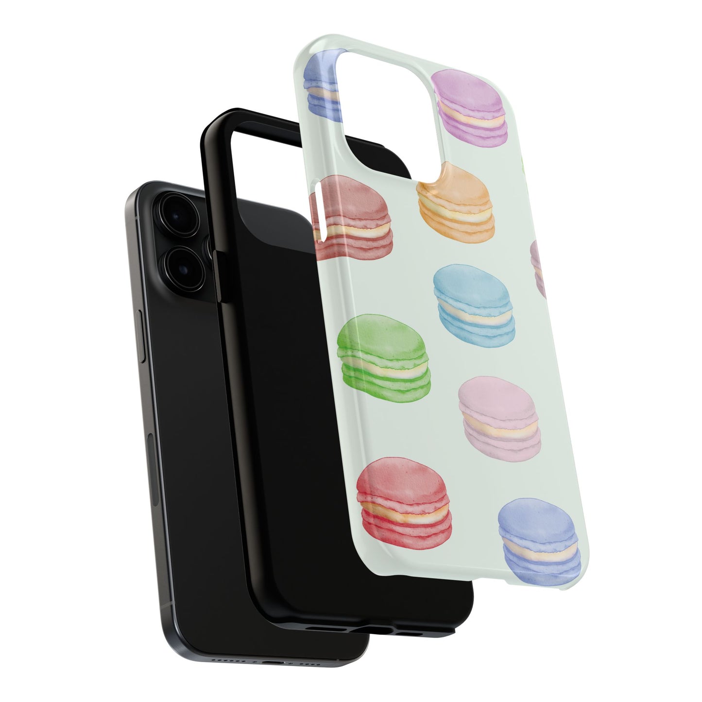 Cute Macaron Phone Case, Tough Phone Cases, Floral Phone Cover, Pastel Phone Case, Gift for Foodies, Spring Accessories