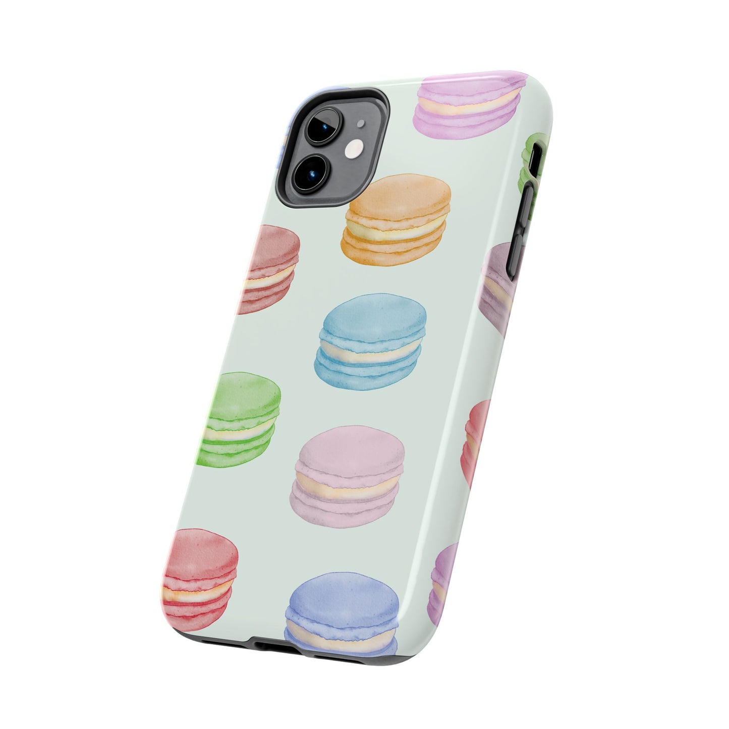 Cute Macaron Phone Case, Tough Phone Cases, Floral Phone Cover, Pastel Phone Case, Gift for Foodies, Spring Accessories