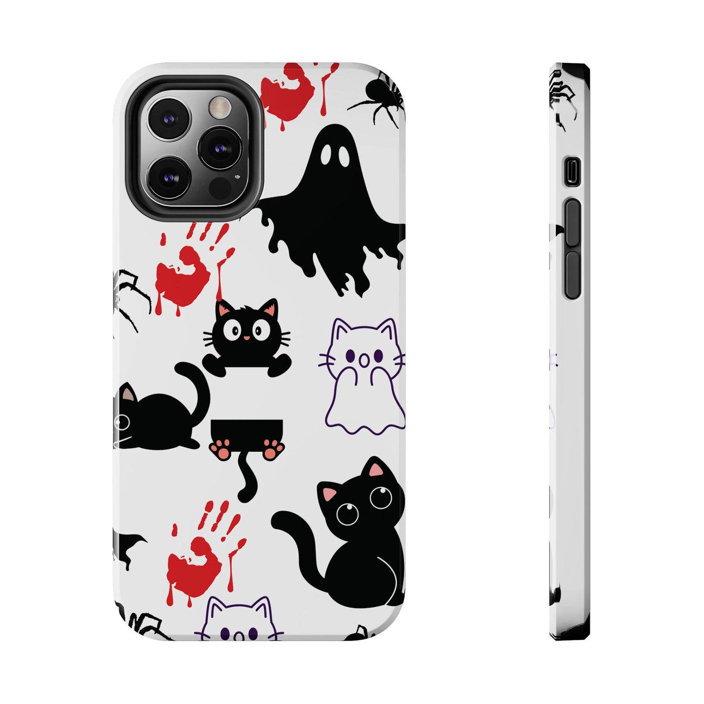 Halloween Phone Cases, Spooky Phone Cover, Cat & Ghost Design, Tough Case for Gifting, Fun and Festive