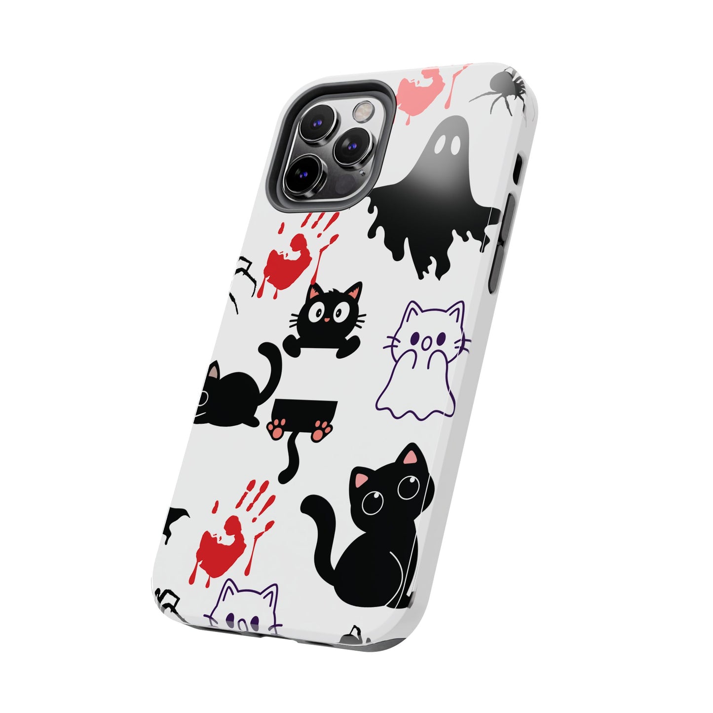Halloween Phone Cases, Spooky Phone Cover, Cat & Ghost Design, Tough Case for Gifting, Fun and Festive