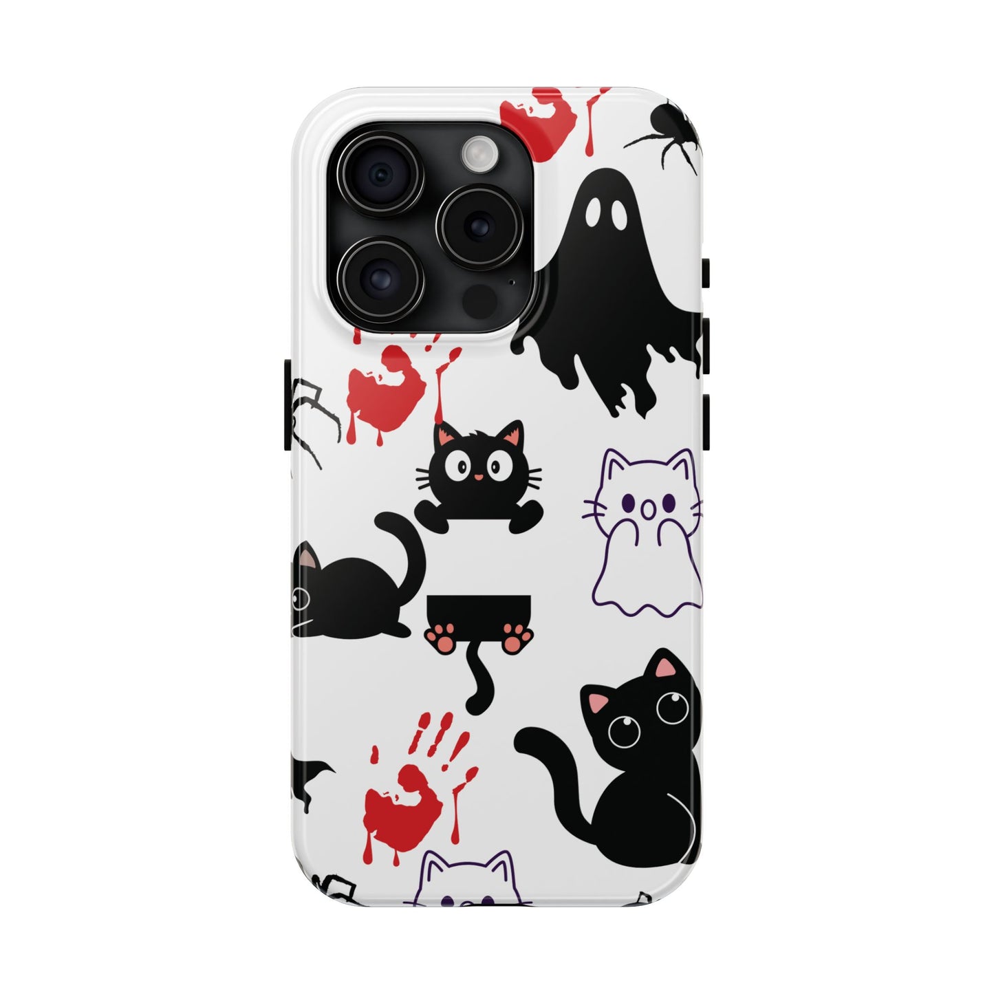 Halloween Phone Cases, Spooky Phone Cover, Cat & Ghost Design, Tough Case for Gifting, Fun and Festive