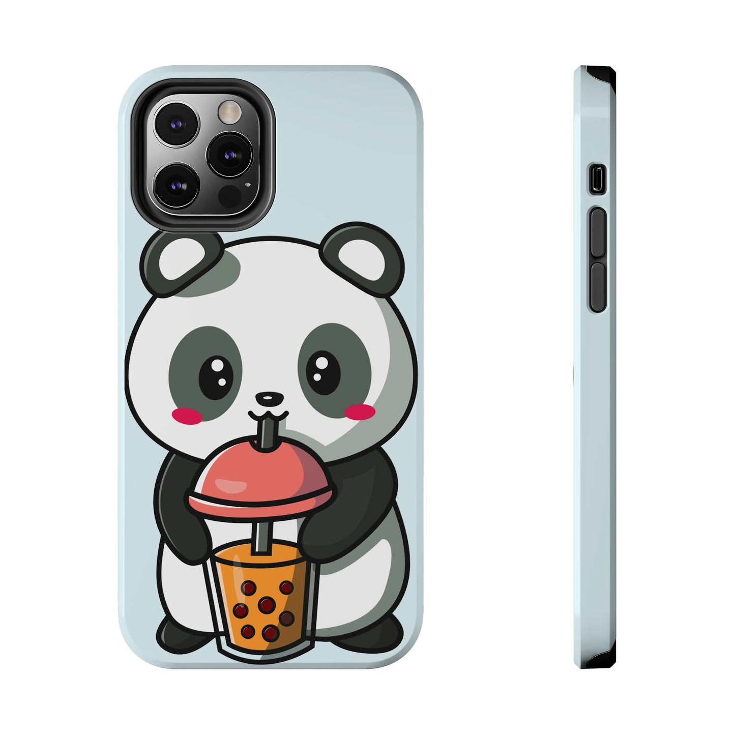 Cute Panda Phone Case with Bubble Tea Design, Tough Phone Cases, Cartoon Character Accessories, Gift for Her, Fun Mobile Cover