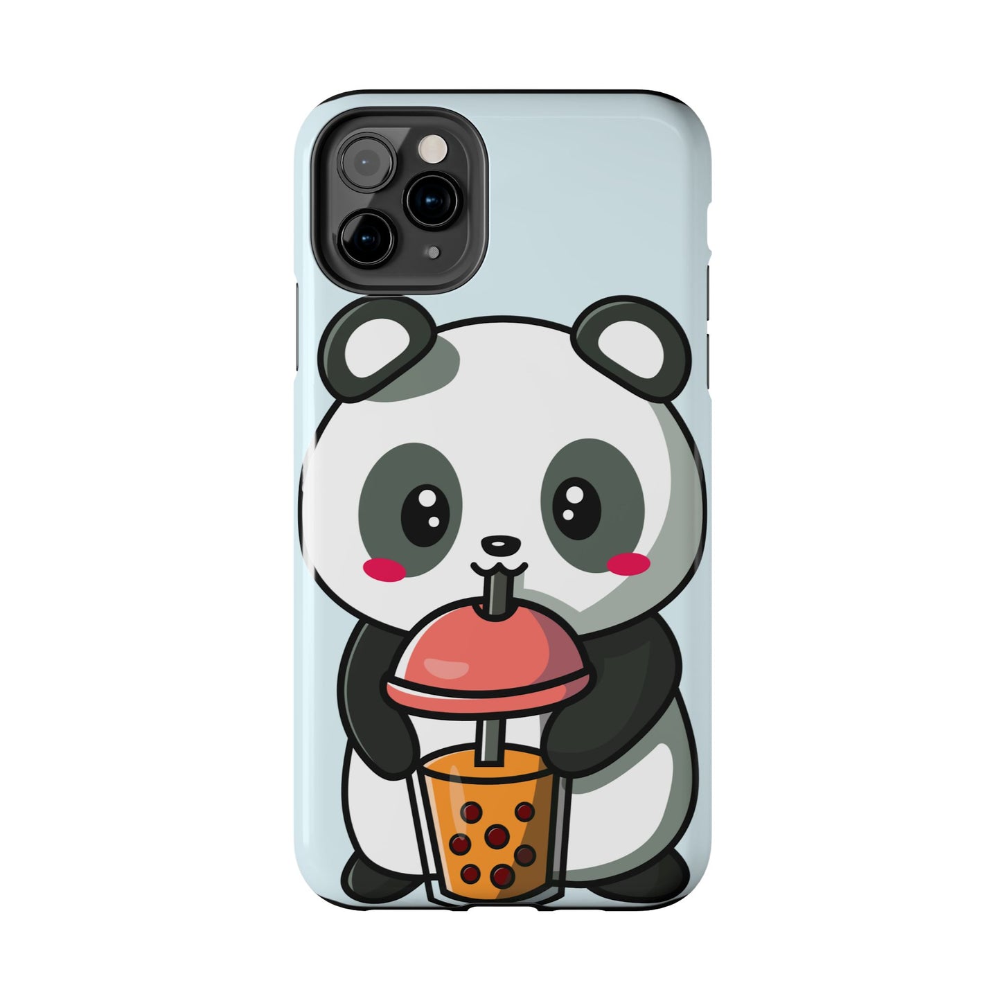 Cute Panda Phone Case with Bubble Tea Design, Tough Phone Cases, Cartoon Character Accessories, Gift for Her, Fun Mobile Cover